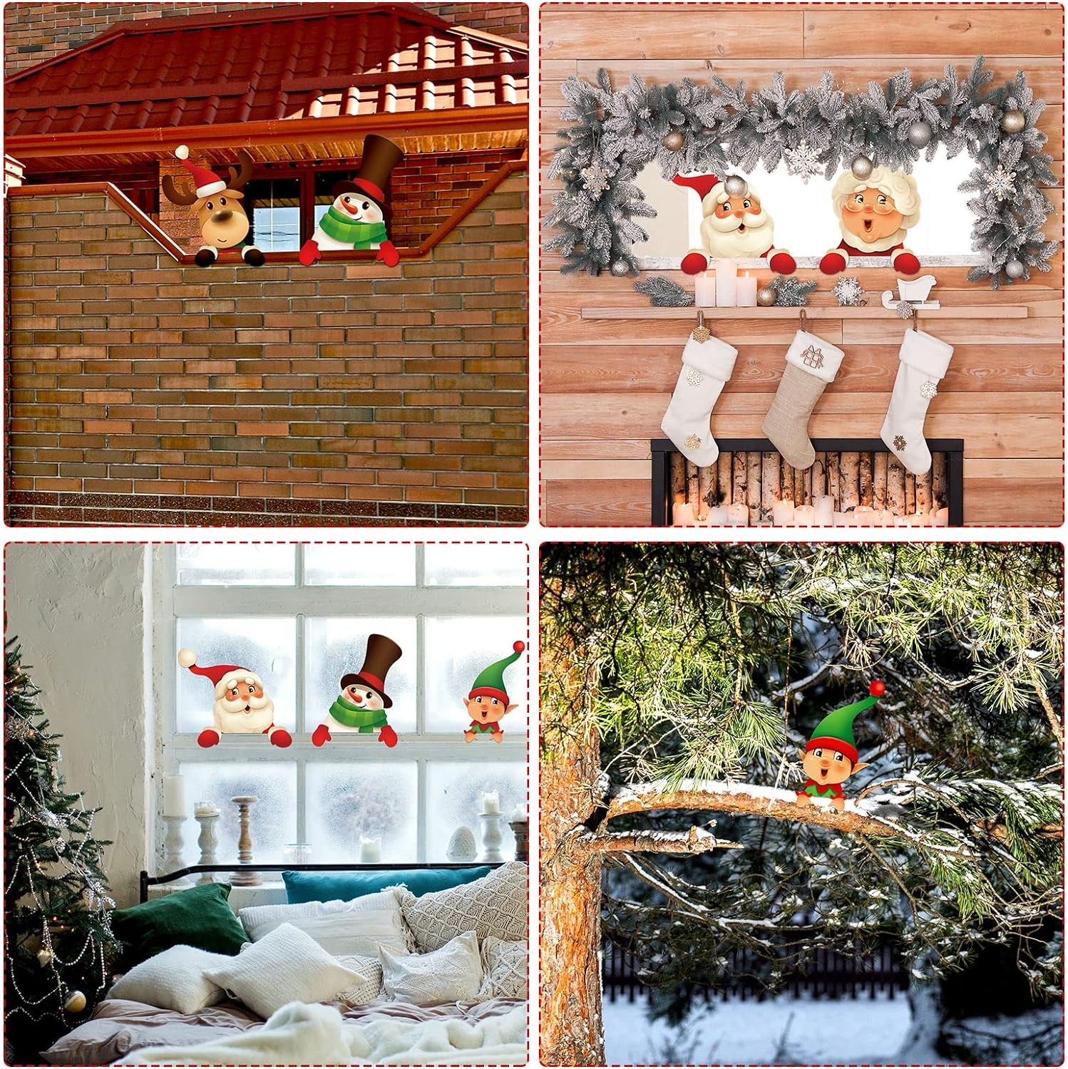 Bucherry 5 Pcs Christmas Fence Peeker Decoration Outdoor Snowman Peeking Garden Yard Elf Santa Claus Patio Peeker for Holiday DIY Home Fence image number 4