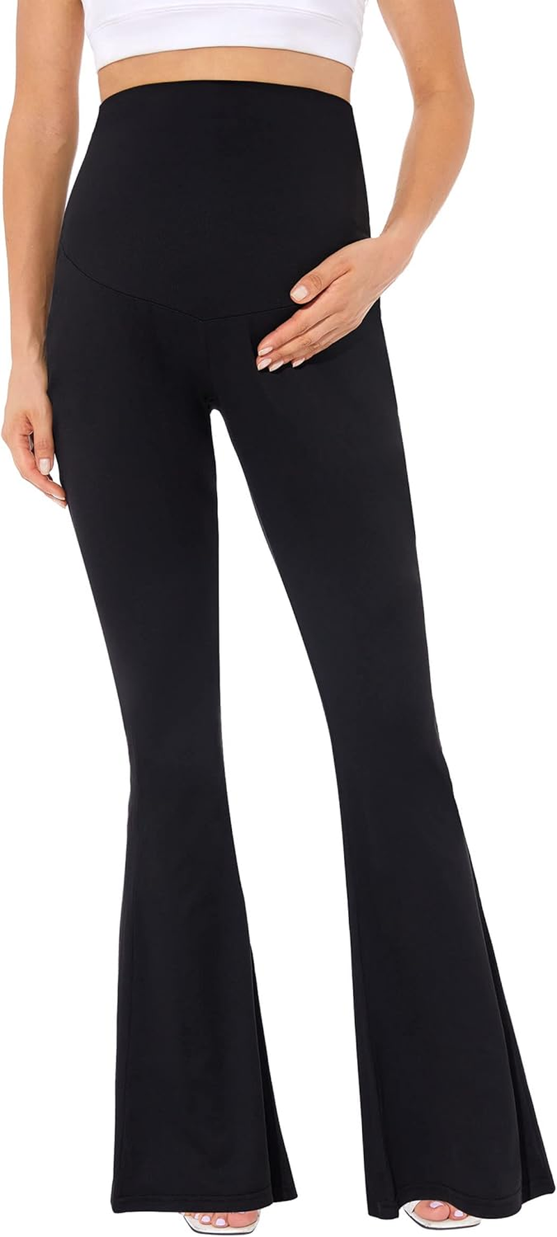 Maternity Pants Bell Bottom Pants Palazzo Pants for Women Maternity Yoga Pants Maternity Work Pants Maternity Flare Pants Flare Pants for Women Black M, Black, Medium