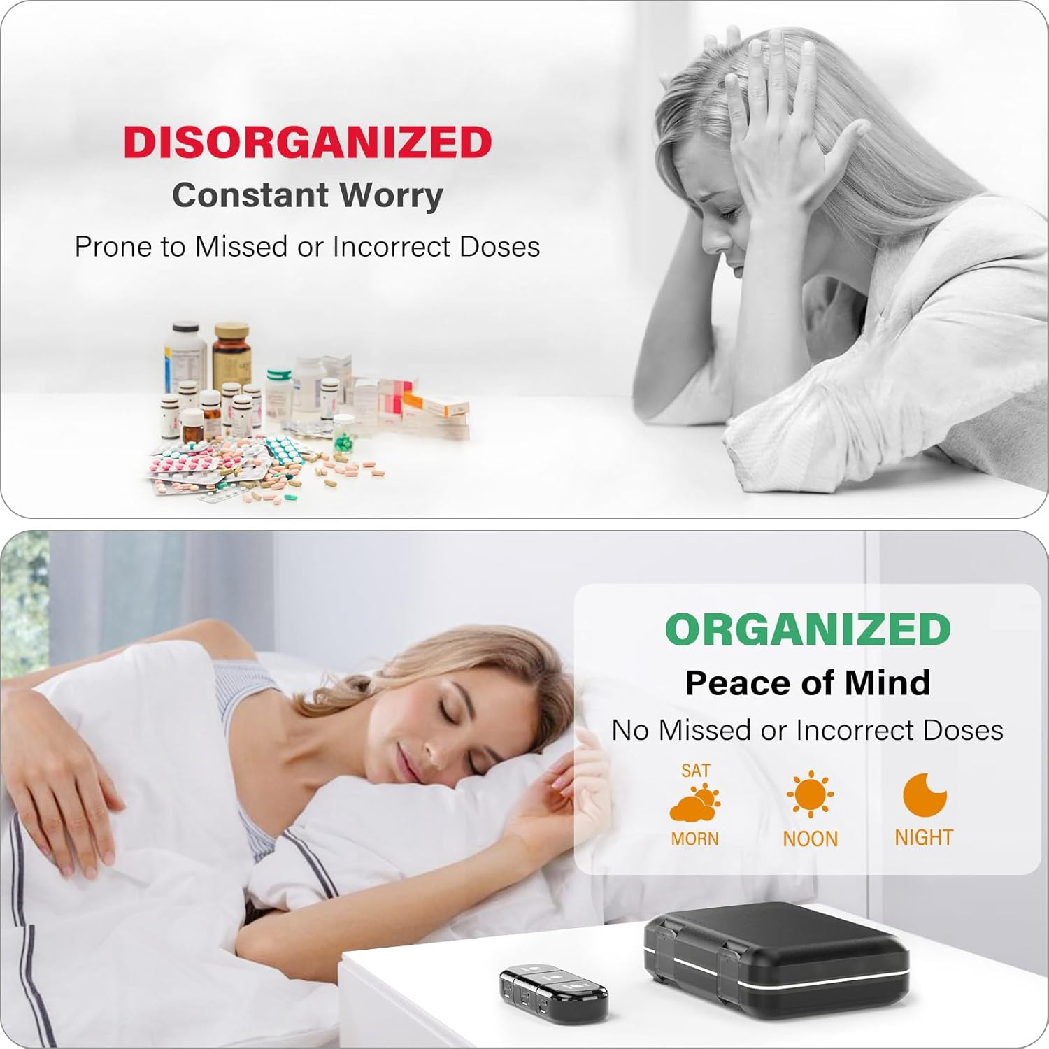 Weekly Pill Organizer 3 Times a Day, 7 Day Portable Pill Box for Pills, Vitamins, Fish Oil, Medication, Supplements (3X7 Black) image number 4