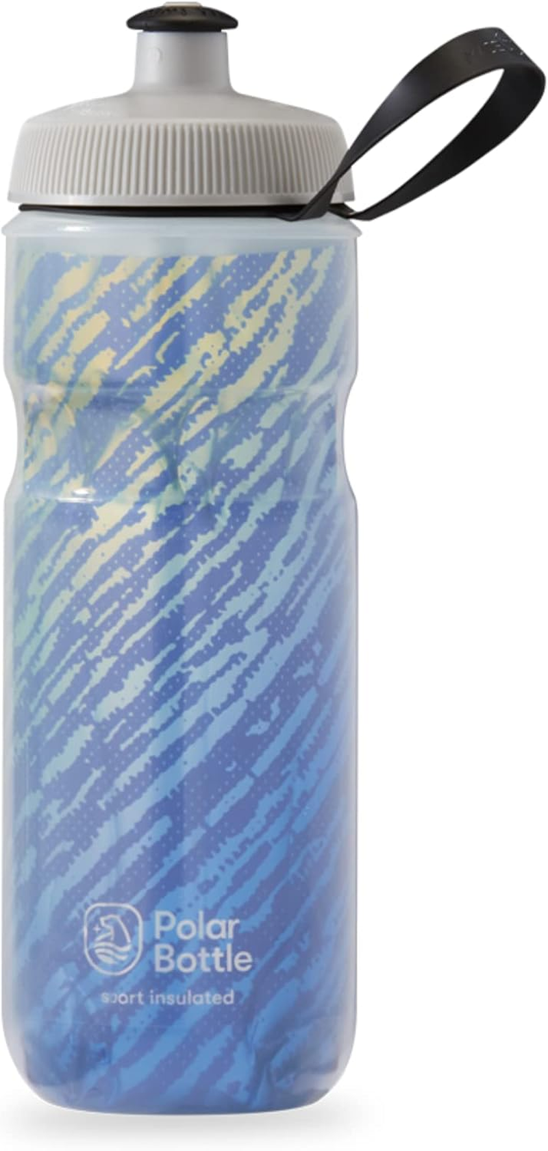 Polar Bottle &ndash; Sport Insulated 20Oz Nimbus, Seaside Blue & Yellow &ndash; Leak Proof Water Bottles Keep Water Cooler 2X Longer than a Regular Reusable Water Bottle