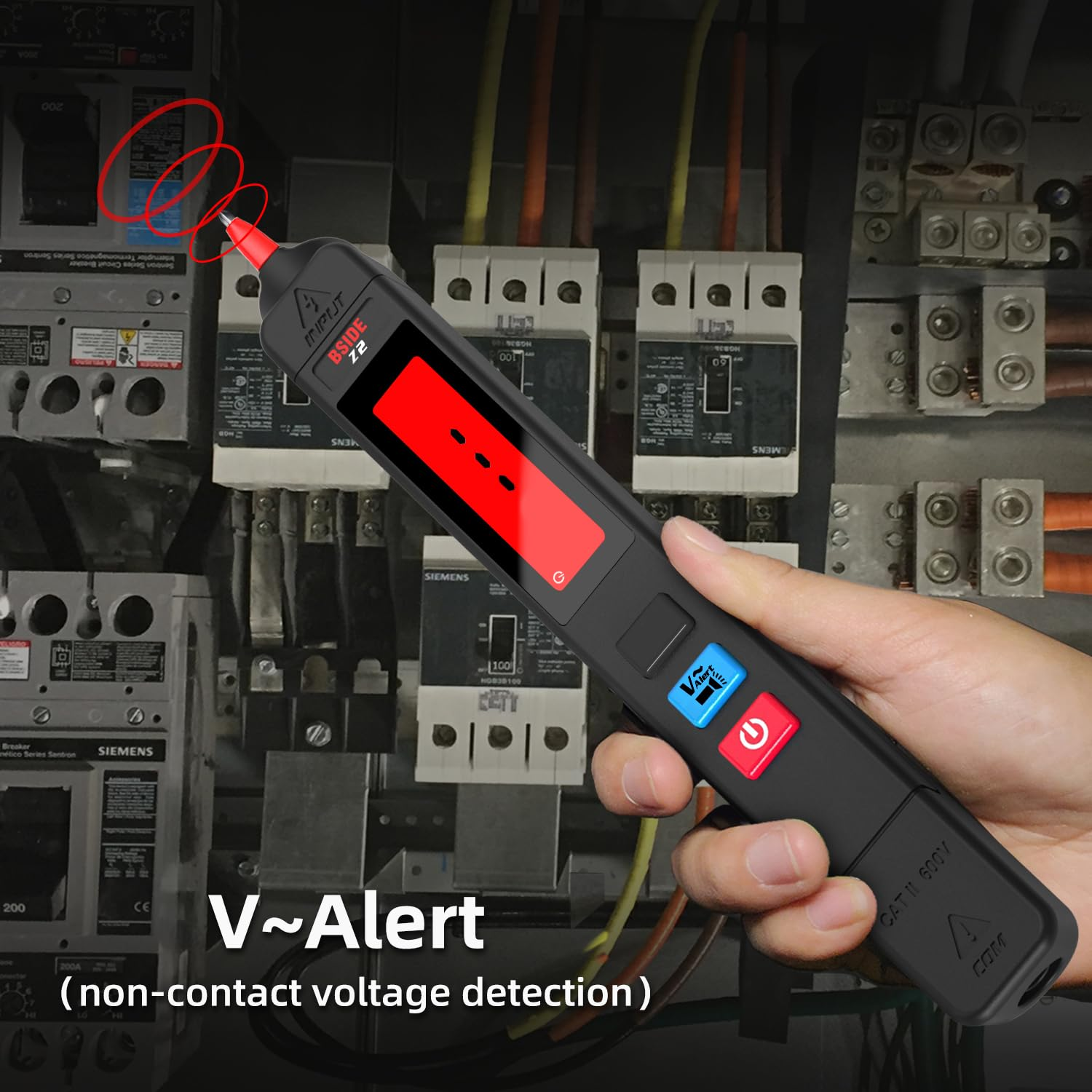 BSIDE Voltage Tester Non-Contact Voltage Detector Pen, Contact Measure AC Voltage, Pocket Electrical Live Wire Tester Breakpoint Finder with Flashlight