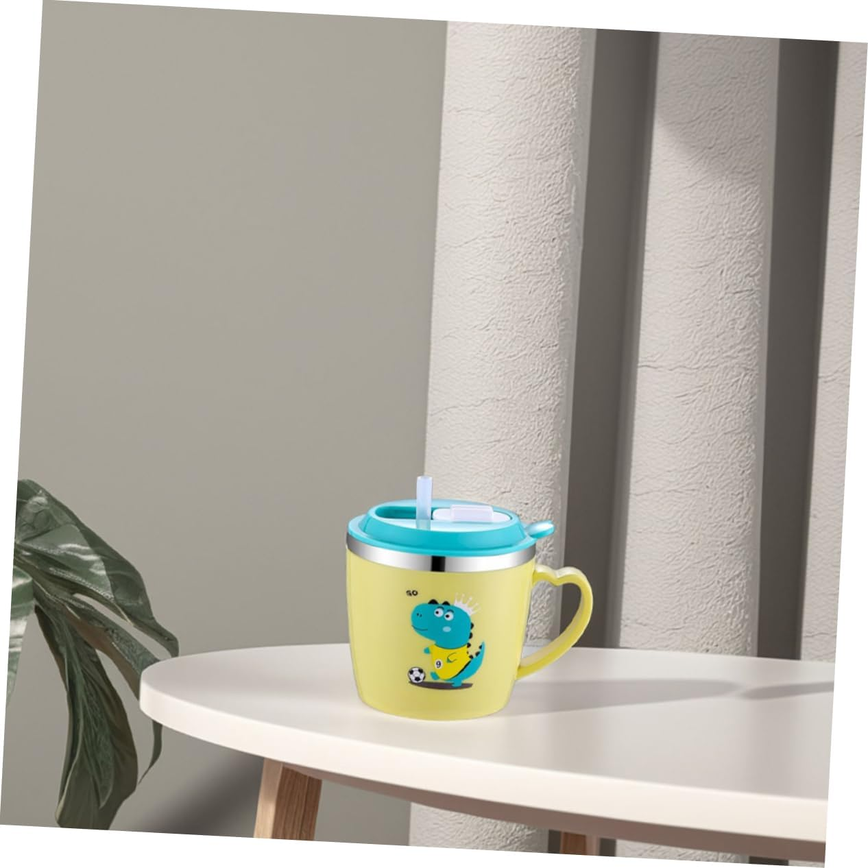 BESTOYARD Stainless Steel Cup for Boys and Girls 250Ml Non-Spill Cup with Anti-Scald Design Measurement Scale for Baby - Yellow image number 6