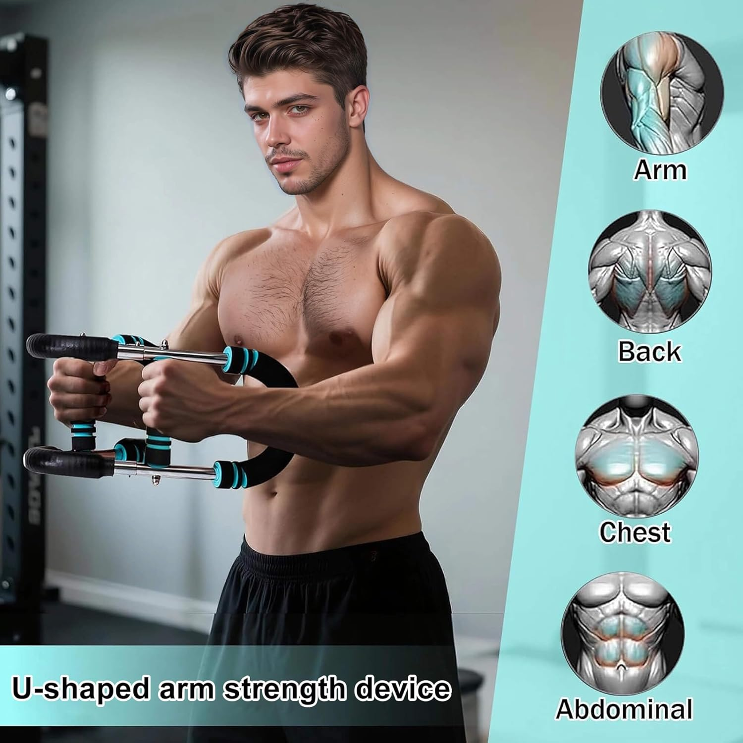 Kicttule Power Twister Arm Trainer for Men, Portable 40-100Lb Adjustable Chest Workout Equipment, Arm Strength Exerciser Power Bar, Chest Clip Muscle image number 4