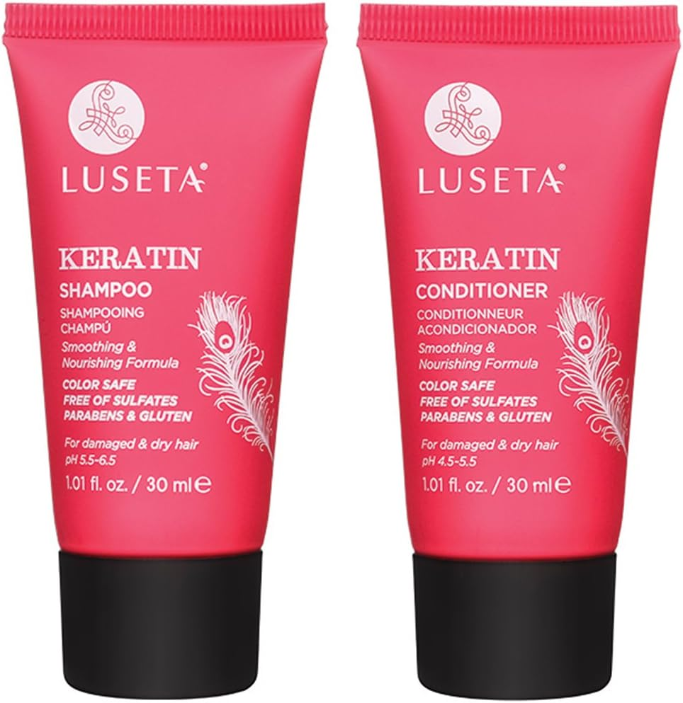 Luseta Keratin Shampoo and Conditioner Smooth and Hydrate Dry Damaged Hair Great for Color Treated Hair Sulfate Free and Gluten Free1.01 Fl Oz&times;2 image number 4