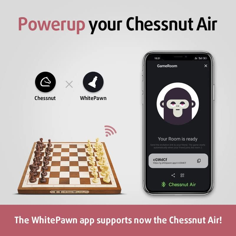 Chessnut Air Electronic Chess Set, a Magnificently Handcrafted Wooden Chess Board with Extra Queens,Leds, AI Adaptive Electronic Chess Set Game and App with Computer Chess Board image number 5