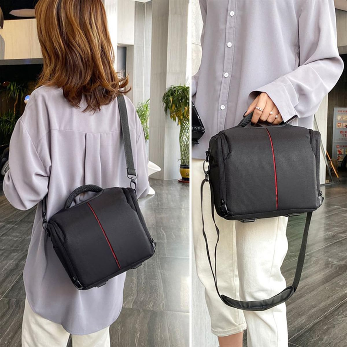 AIMALL Shoulder Digital Photography Bag, 10.2&times;5.3&times;8.2In SLR Camera Bag with Customizable Interior & Multiple Pockets, Black image number 2