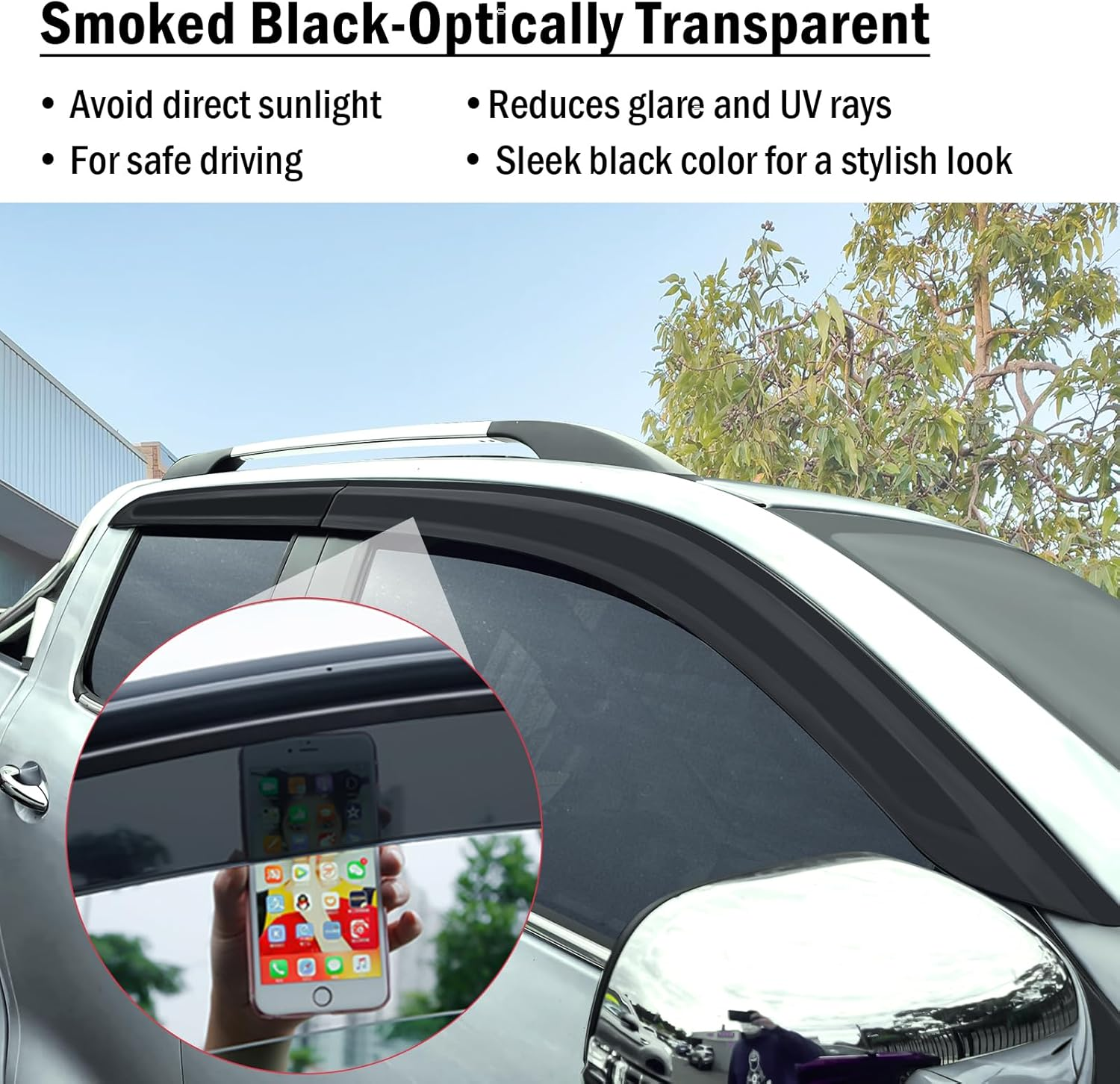 SUERAUTO4X4 Weather Shield for GWM Cannon 2020-2025 Dual Cab Accessories, GWM Ute Weathershields Window Visors Car Wind Deflectors Rain Guard Exterior Tinted Black, 4PCS