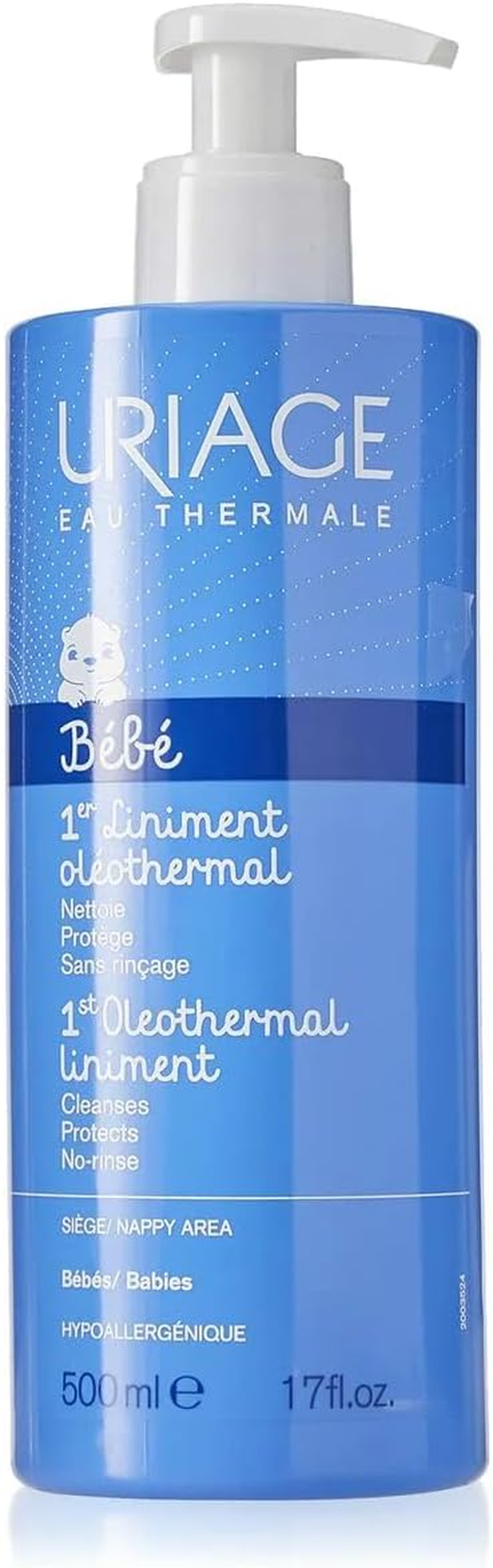 Bebe by Uriage Eau Thermale 1St Oleothermal Liniment: Cleaning & Protective No Rinse Care, Nappy Area 500Ml
