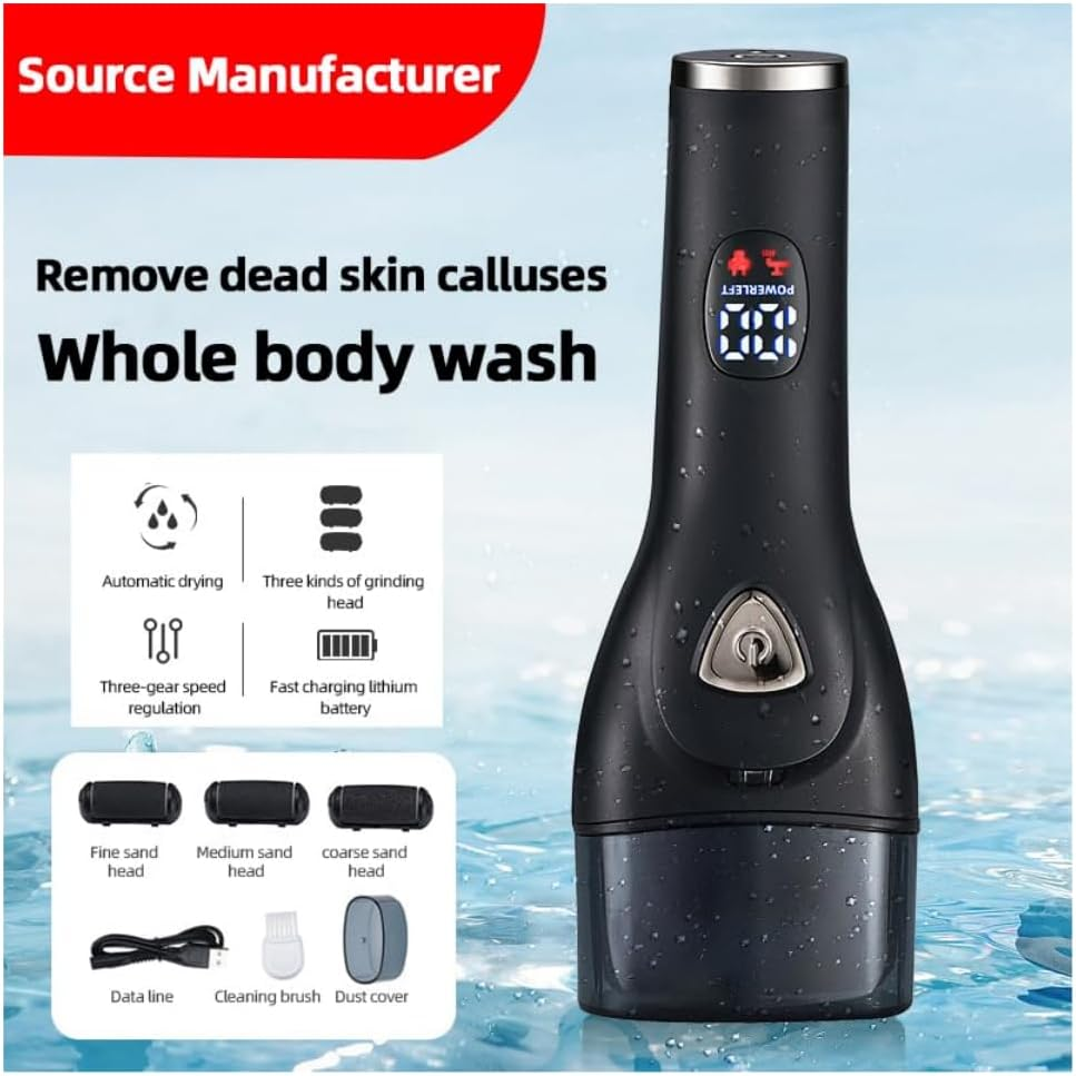 Foot Callus Remover - Professional Electric Callus Remover Pedicure Tools, Waterproof Foot Scrubber File for Hard Cracked Dry Dead Skin, Foot Care Kit,For Dead Skin Ideal with 3 Rollers, 3 Speed image number 3