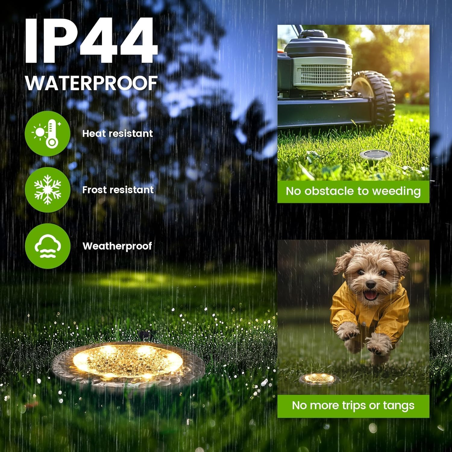 Solar Ground Lights, Waterproof Garden Lights Outdoor 12 Pack, Upgraded Solar Garden Lights, In-Ground Lights LED Landscape Lighting for Pathway Patio Walkway Yard Lawn Deck, Warm White image number 4