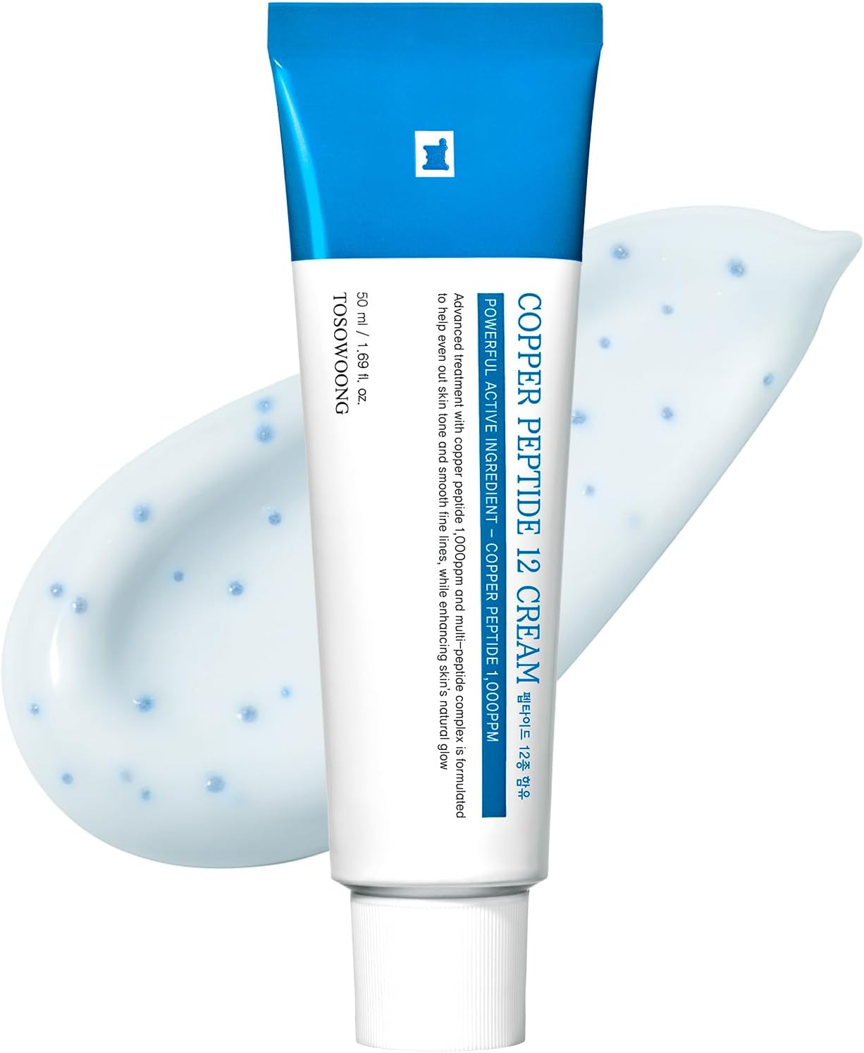 TOSOWOONG Copper Peptide 12 Cream, 99% Purity of Copper Tripeptide-1, Ghk-Cu, 12 Multi-Peptide Powerful anti Aging Formula for Fine Lines, Firming, Skin Elasticity, Korean Skincare, 50Ml / 1.69 Fl.Oz.
