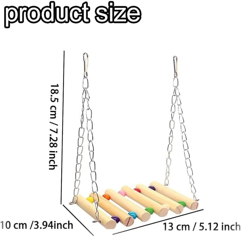 WEZCHUGHAOL 2 Pcs Bird Cage Bridge Bird Bridge Bird Toys for Parakeets Bird Ladder Toys for Hamsters Bird Chewing Toys Wood Parrot Ladder Rope Bridge Play Tunnel Pet Bamboo Birds Birdcage image number 1