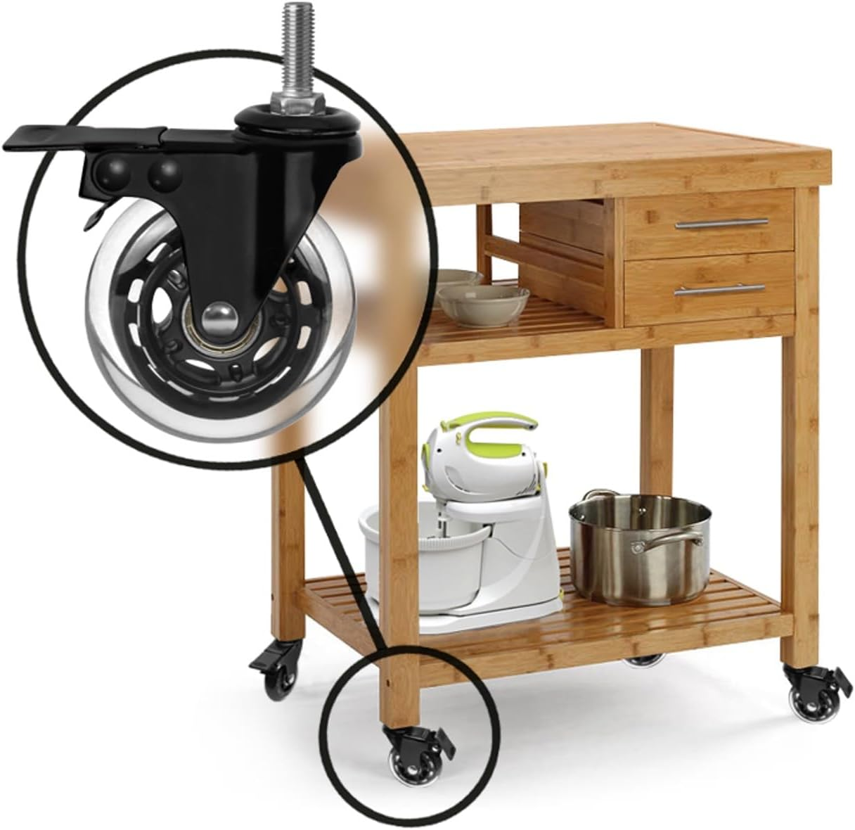 Slipstick CB693 Premium 3 Inch Rubber Caster Wheels with Brake (4 Pack) Replacement Rollerblade Style Swivel Casters with 3/8&rdquo;&ndash; 16X1&rdquo; Threaded Stem, Includes Mounting Hardware, Black/Clear Castor