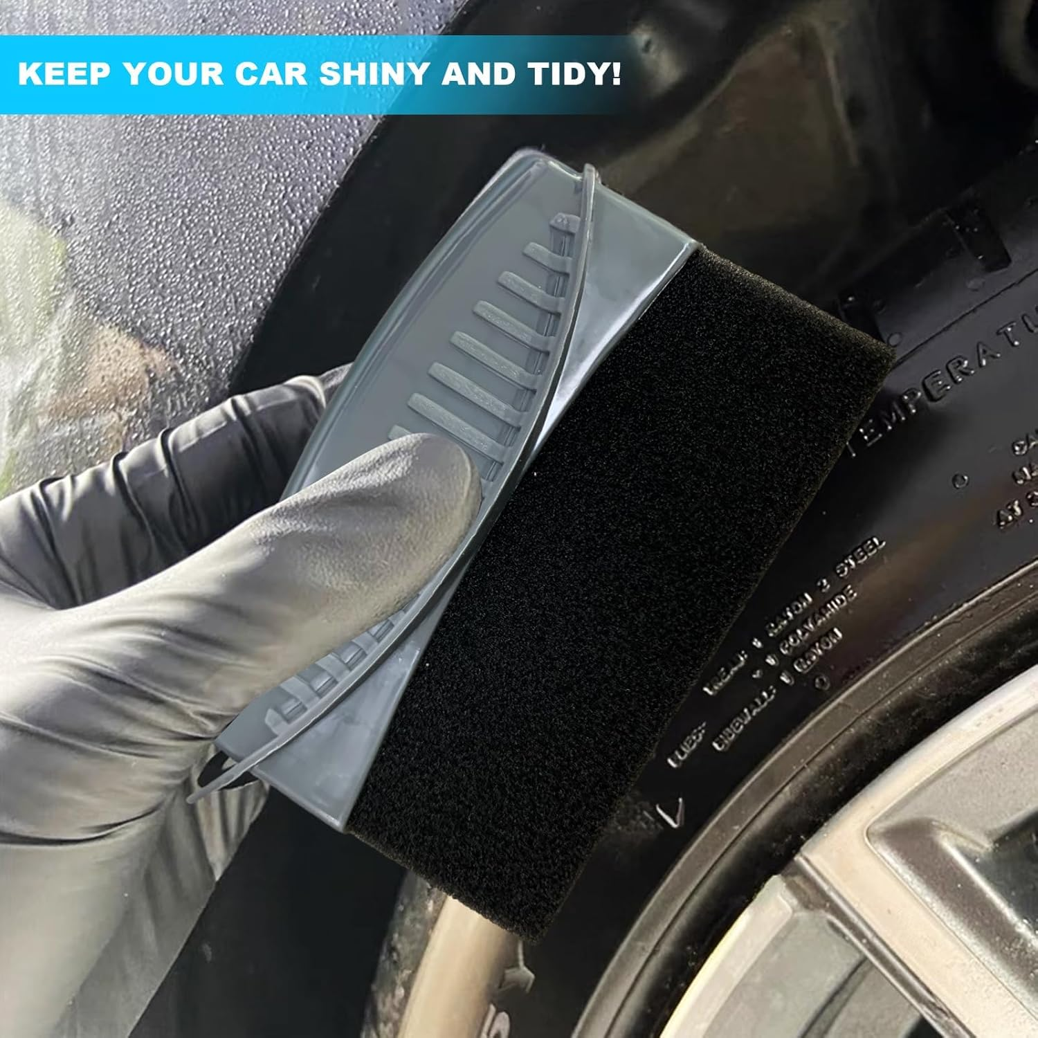 2PCS Tire Dressing Applicator, Reusable Car Tire Shine Sponge Applicator Pad with Lid, Durable Foam Auto Wheel Detailing Applicator for Vehicle Waxing Polishing Cleaning (Gray) - Red image number 3