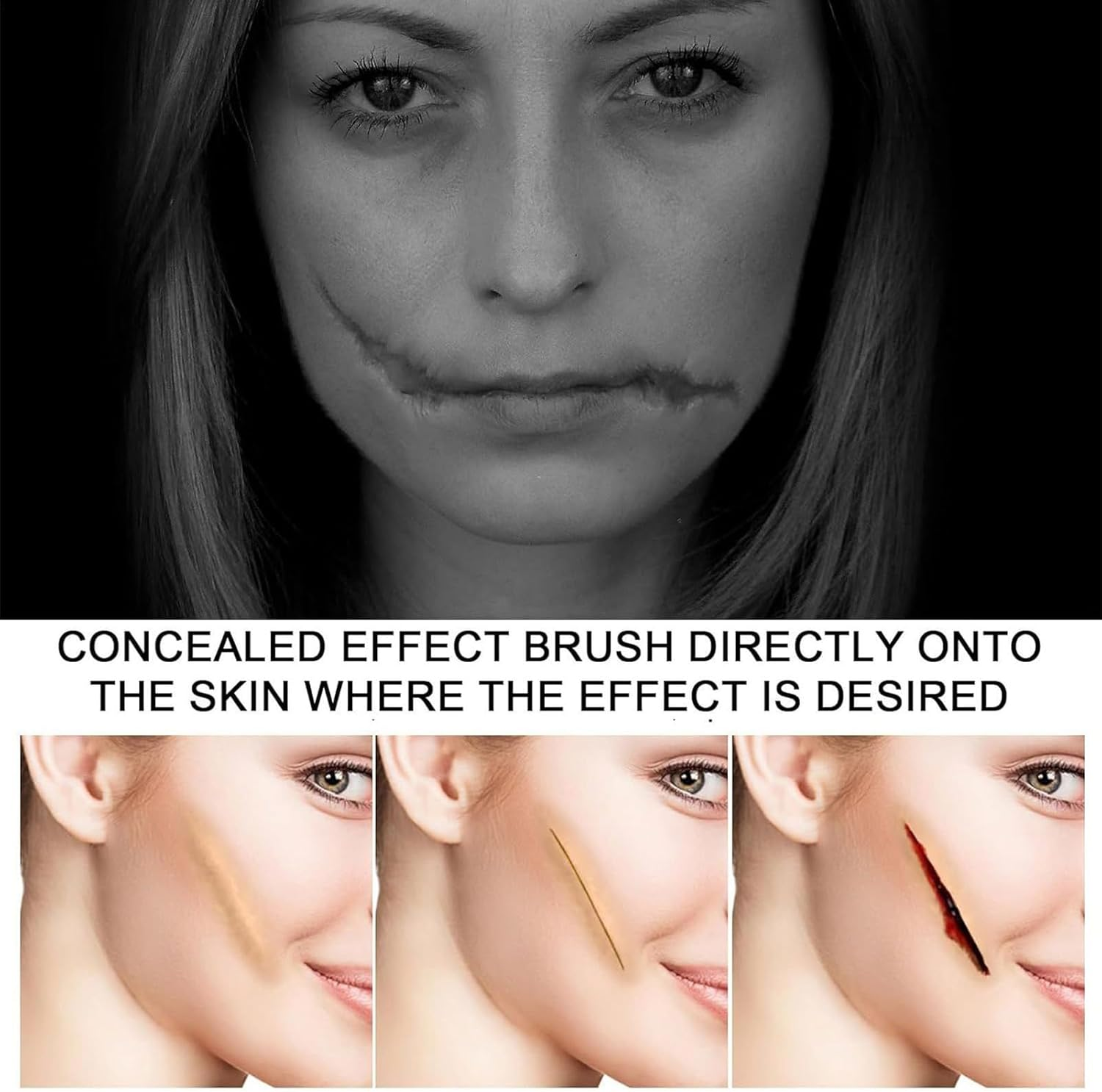 Rigid Collodion Scarring Liquid - 15Ml Halloween Scars Paint Liquid with Brush,Realistic Body Paint Makeups - for Face Skin Body Costume Cosplay Halloween Photography Party Performance Role Play image number 5