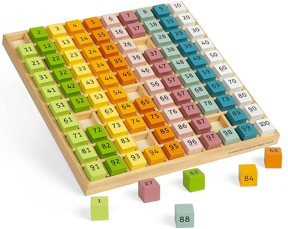 Bigjigs Toys FSC Certified Wooden Number Counting Tray - 100Pc Maths Game, Quality Eco-Friendly Educational Toys & Teacher Supplies, Montessori Toys image number 5