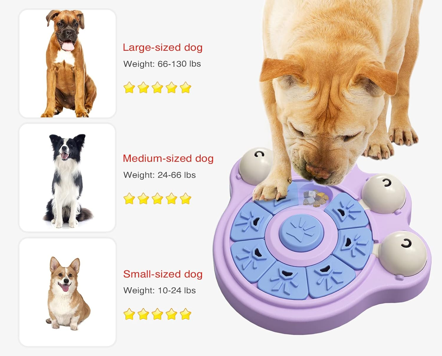 Miryoku Dog Puzzle Toys,Dog Puzzles for Smart Dogs,Pets Interactive Toys for Smart Dogs to Brain Stimulation Slow Feeding Treat Dispener to Aid Digestion,Interactive Dog Toys Dog Games - Purple image number 6