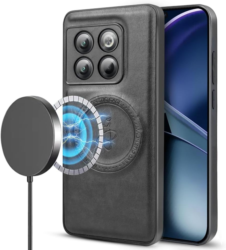 BEEJTUNY Mobile Phone Case for Oneplus ACE Pro/Oneplus 10T, Magnetic Case for 2300 Gauss Strong, Leather Shockproof Protective Case, Supports Wireless Charging, Black image number 5