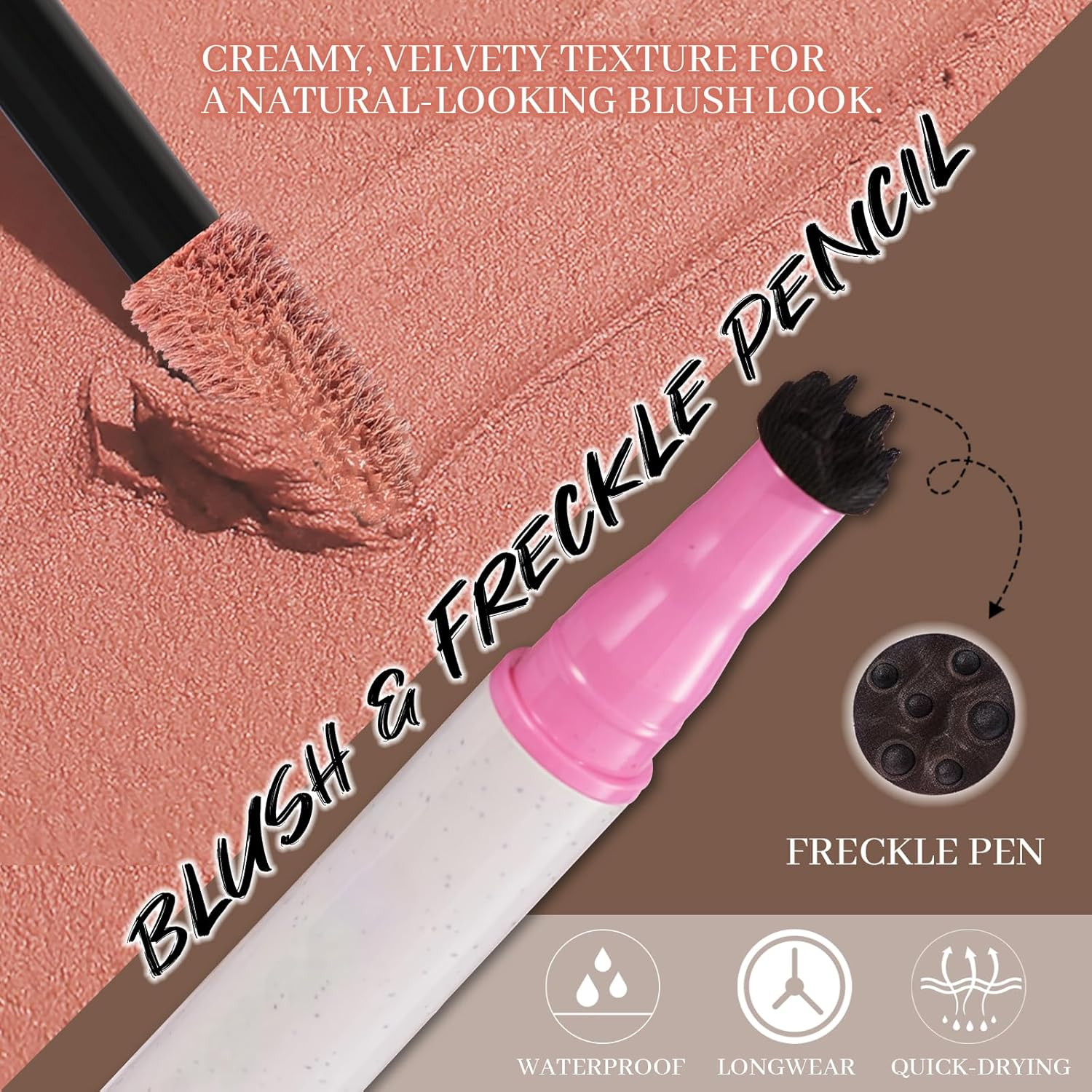DAGEDA Freckle Blush Makeup Pencil, 2 in 1 Liquid Freckle Pen and Cream Blush,Quick-Dry, Lifelike Natural Freckles,Suitable for Natural Sun-Kissed Face Makeup 01