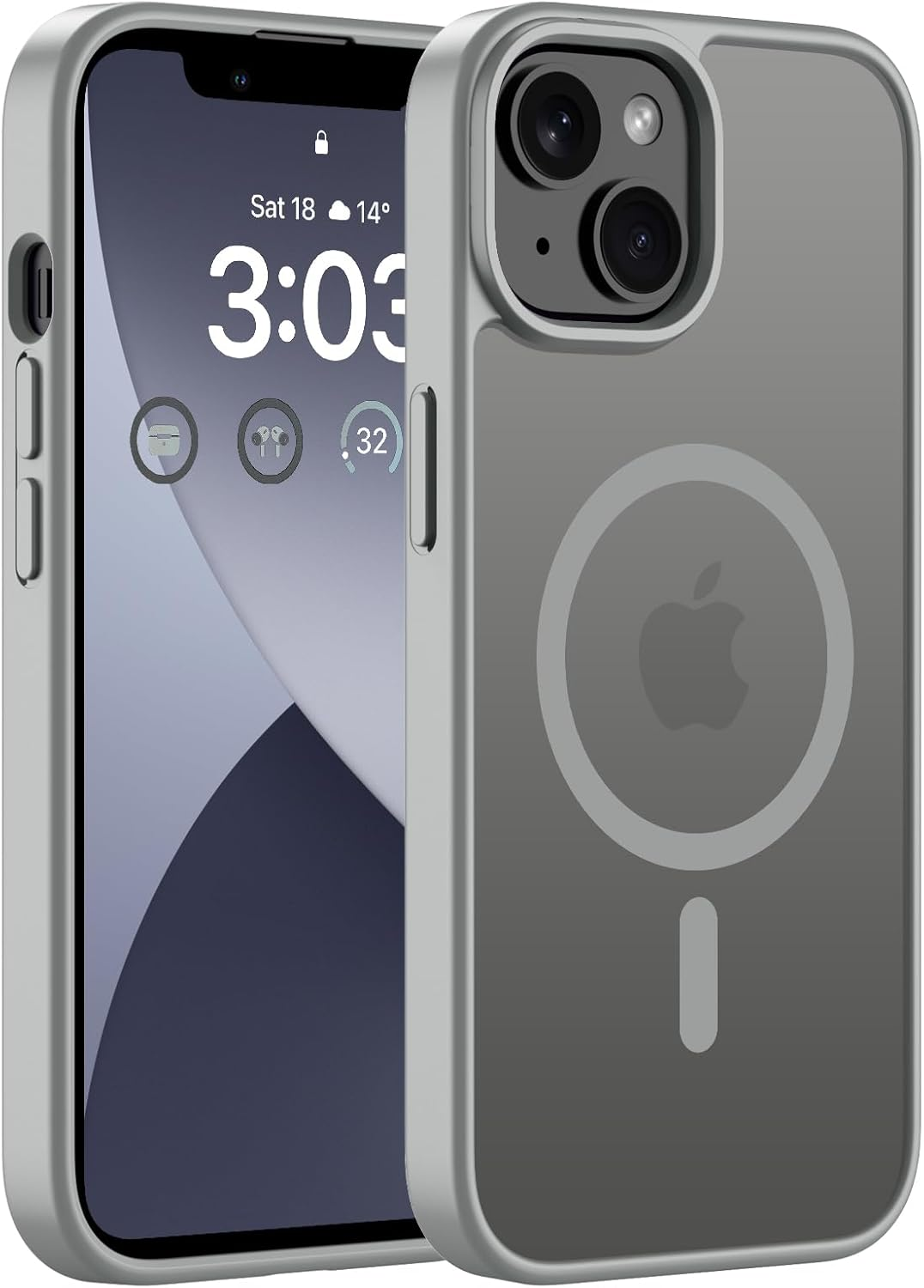 ORDA Magnetic Case for Iphone 13 Mini 5.4 Inch Compatible with Magsafe, Translucent Matte Back Camera Protection Shockproof Mobile Phone Case for Iphone 13 Mini Grey image number 4