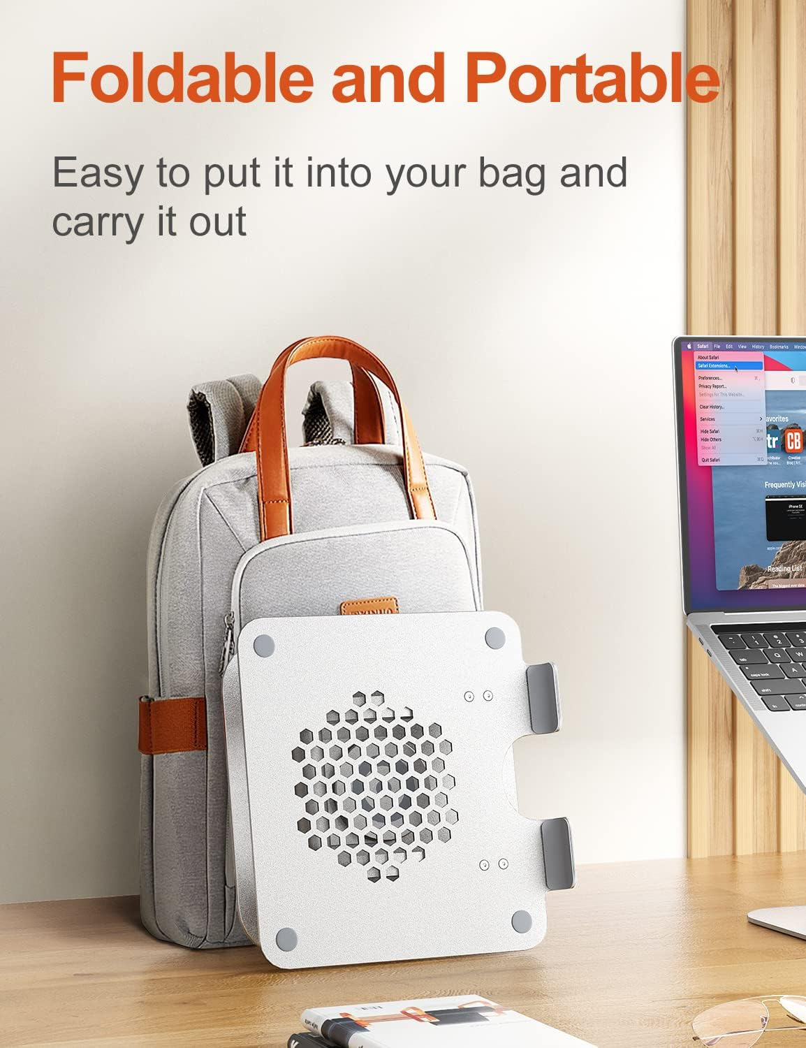 Tounee Swivel Laptop Stand for Desk, Adjustable Computer Stand Laptop Holder with 360&deg; Rotating Base, Ergonomic Laptop Riser Compatible with Air, Pro, All Laptop 10-16" (Silver) image number 6