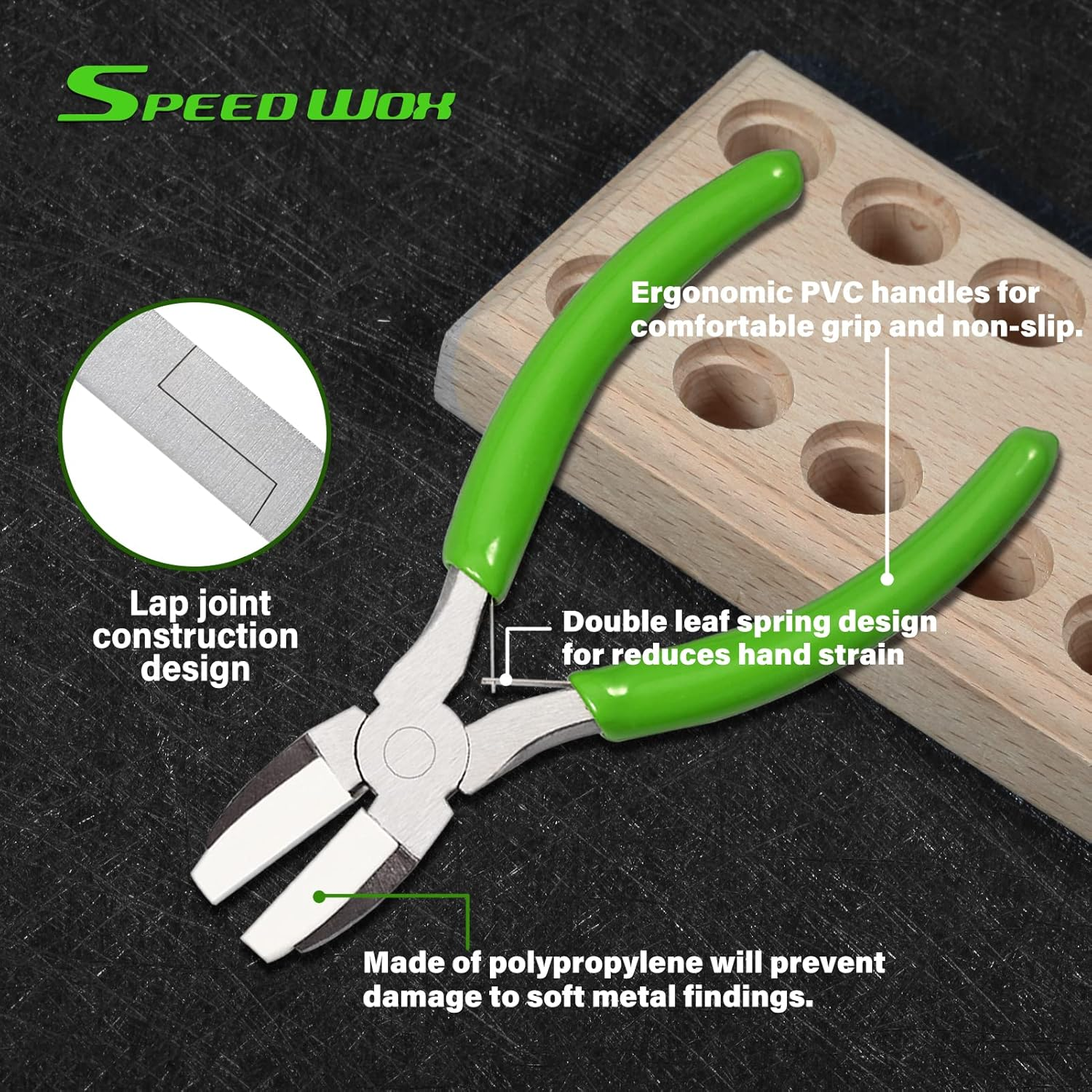 SPEEDWOX Double Nylon Jaw Pliers 5 Inches with Extra Nylon Jaws Wire Straightener Pliers with Double Leaf Spring Jewelry Making Tool for Beading Twisting Shaping Wire image number 1