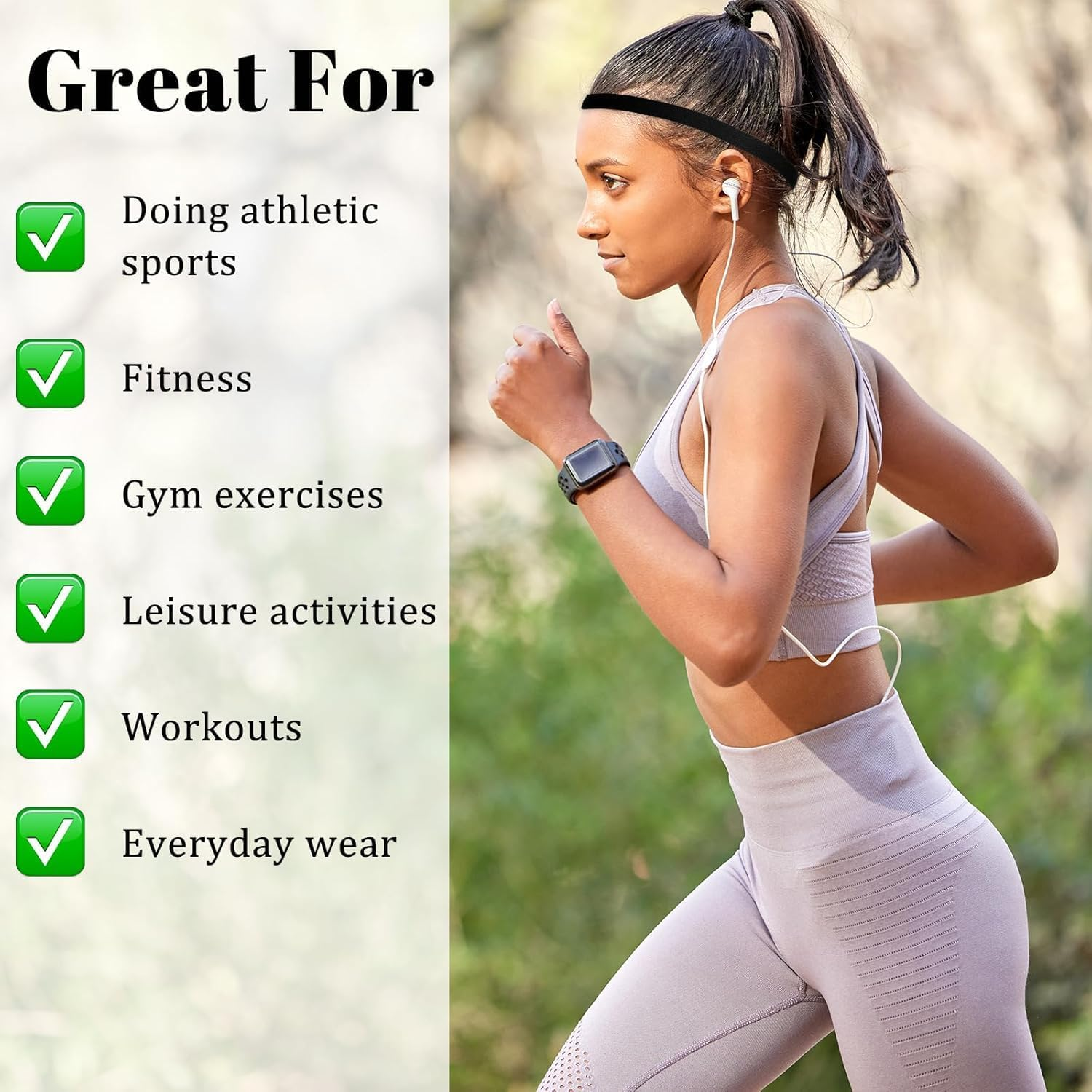 5Pcs Thin Elastic Headbands, Non-Slip Sport Hair Bands, Sports Stretchy Headband Workout Headbands for Women Colorful Elastic Sport Head Bands for Men(6 Colors) image number 1