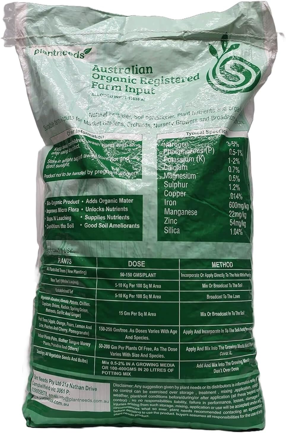 Plant Needs Neem Cake 20 Kg I 100% Organic Neem Cake I Australian Certified Organic I USDA OMRI Registered I Organic Soil Conditioner and Ameliorate (Powder) image number 1