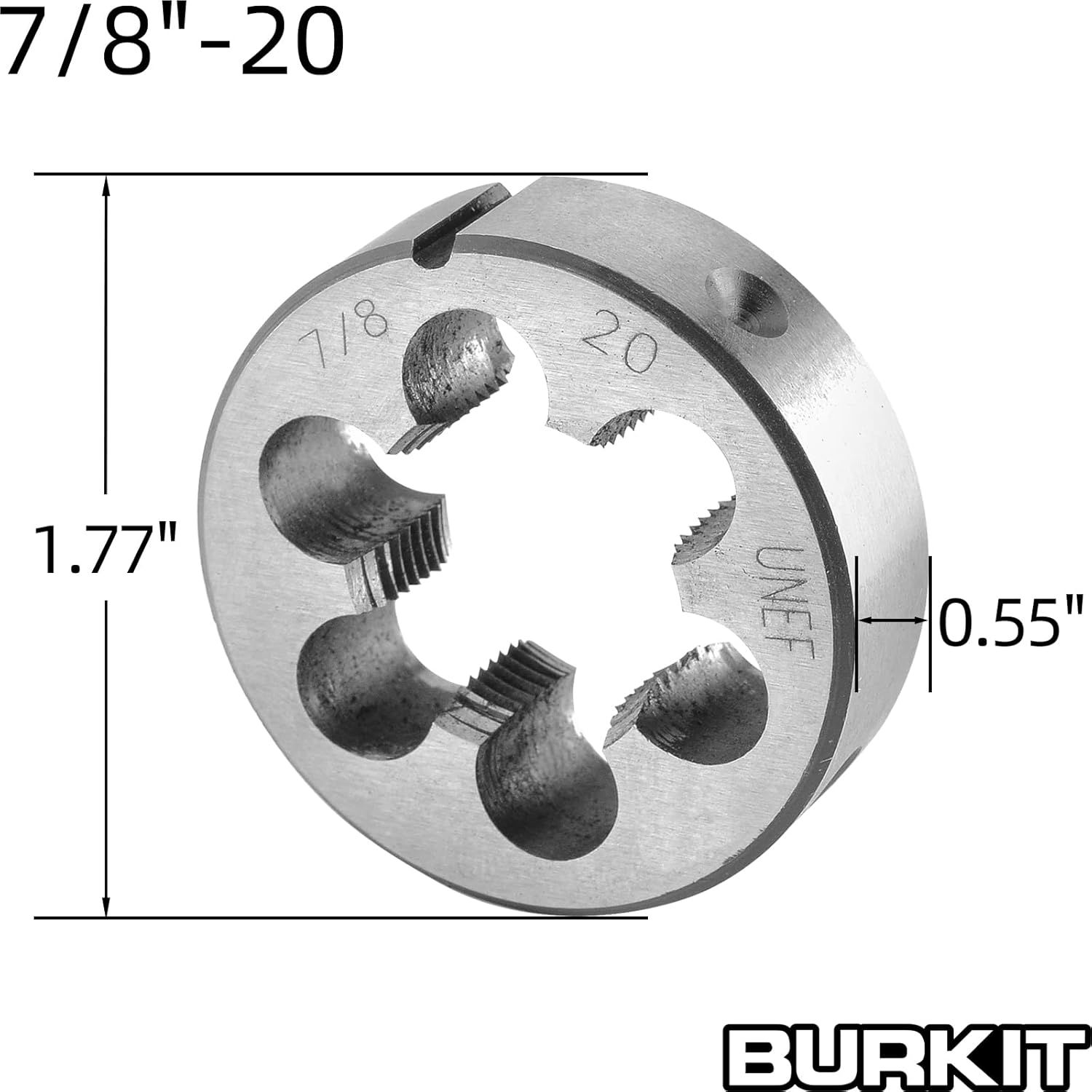Burkit 7/8"-20 UNEF Tap and Die Set Right Hand, 7/8 X 20 UNEF Machine Thread Tap and round Die image number 4