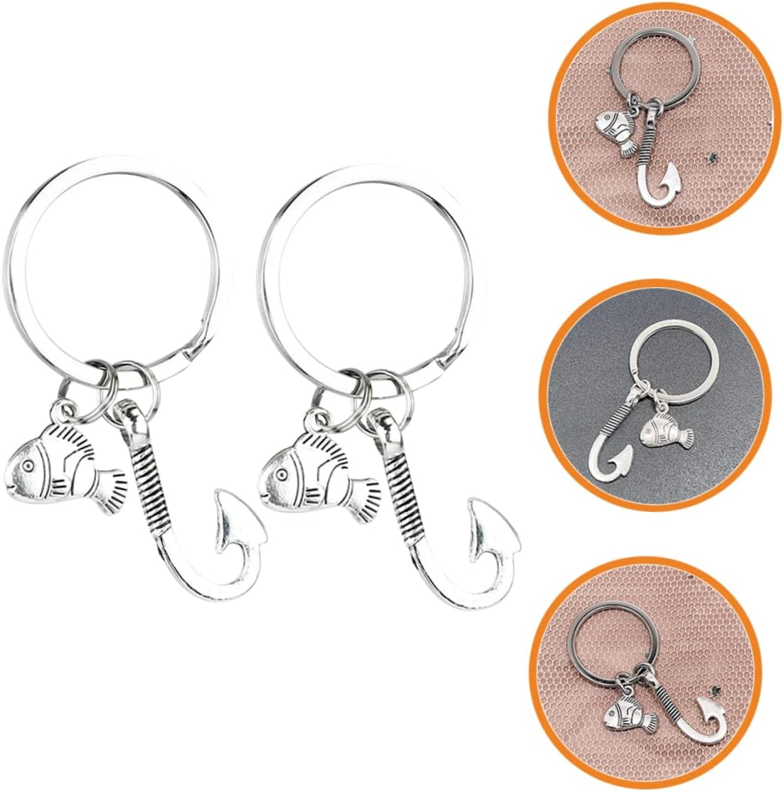 SAFIGLE 2Pcs Fish Keychains Fishing Hooks for Bag Key Rings Fishing Party Favors and Keychain Accessories for Boys and Girls image number 3