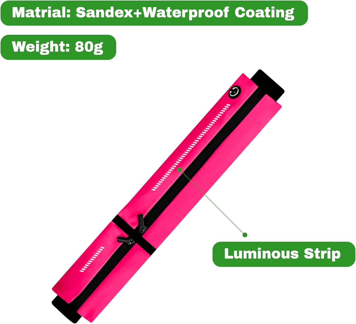 EVEREPIC Waterproof Running Bumbag with Zippers&Stretch Waistband-360&deg; Reflective Strips Unisex Sport Belt Bag for Jogging, Gym-Secure Phone Holder Running Accessories (Men/Women) (Rose Red) image number 3