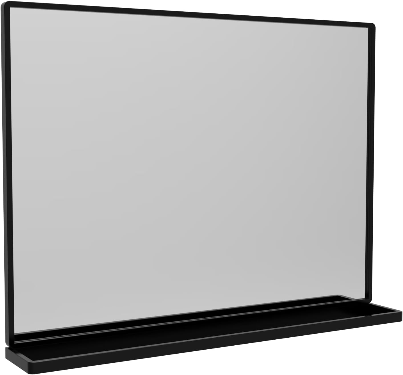 ANYHI Black Bathroom Wall Mirror with Shelf, 80X60 Cm Metal Frame Rectangle Bathroom Mirror for Wall, Perfect for Living Room, Bedroom, Entryway, Horizontal image number 2