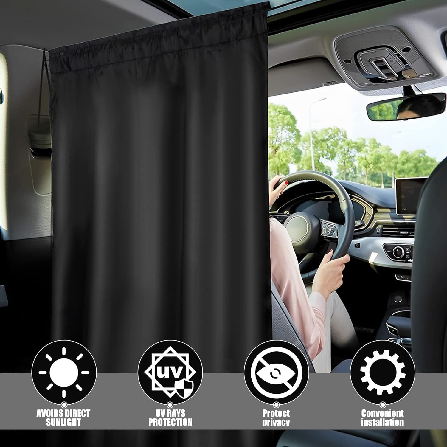 Car Privacy Curtains,Car Window Shades for Side Window & Rear Seat,Universal Vehicle Sunshade Blocking Accessories for Most Cars, Suvs, Trucks, and Vans (3PCS) image number 1
