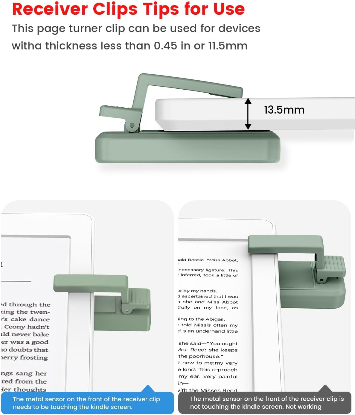 RF Remote Page Turner for Kindle, RF Remote Control Clicker, for Kindle Paperwhite Accessories Kobo E-Book Ipad Tablets Phone Reading Novels,E-Book,Green - Pink image number 3