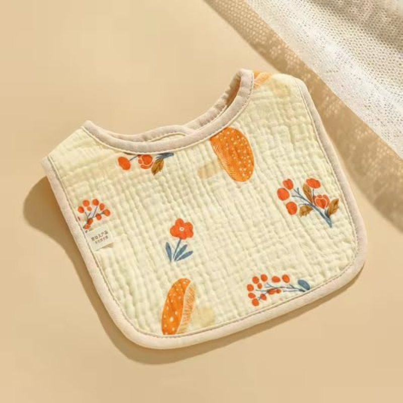 Soft Muslin Baby Bibs - Organic Cotton Feeding Bib for Newborn & Toddlers - Ultra Absorbent, Breatable & Gentle on Skin - Neutral Design
