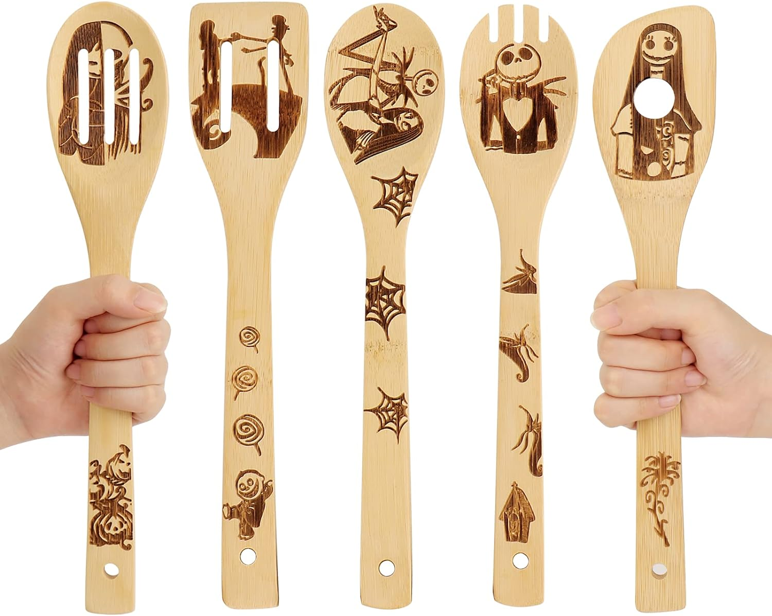 5 PCS Cartoon Wooden Spoons for Cooking,Winnie the Bear Kitchen Accessories,Cute Tiger Spatula for Kitchen Decor,Winnie Bear Kitchen Stuff,Winnie Bear Gifts for Women,Valentines Day Gifts