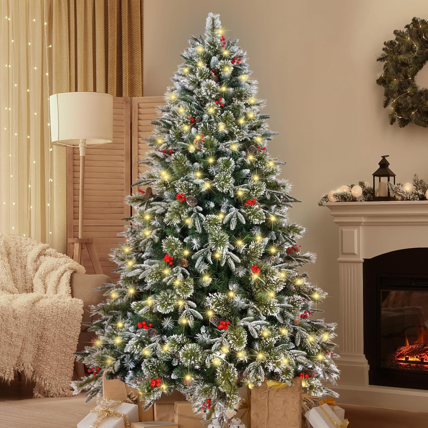 Tinseltown 7Ft/2.1Cm LED Christmas Tree with Steel Base and 4400Pcs Bulbs 8 Flashing Modes Xmas Decoration 1210 Tips image number 1