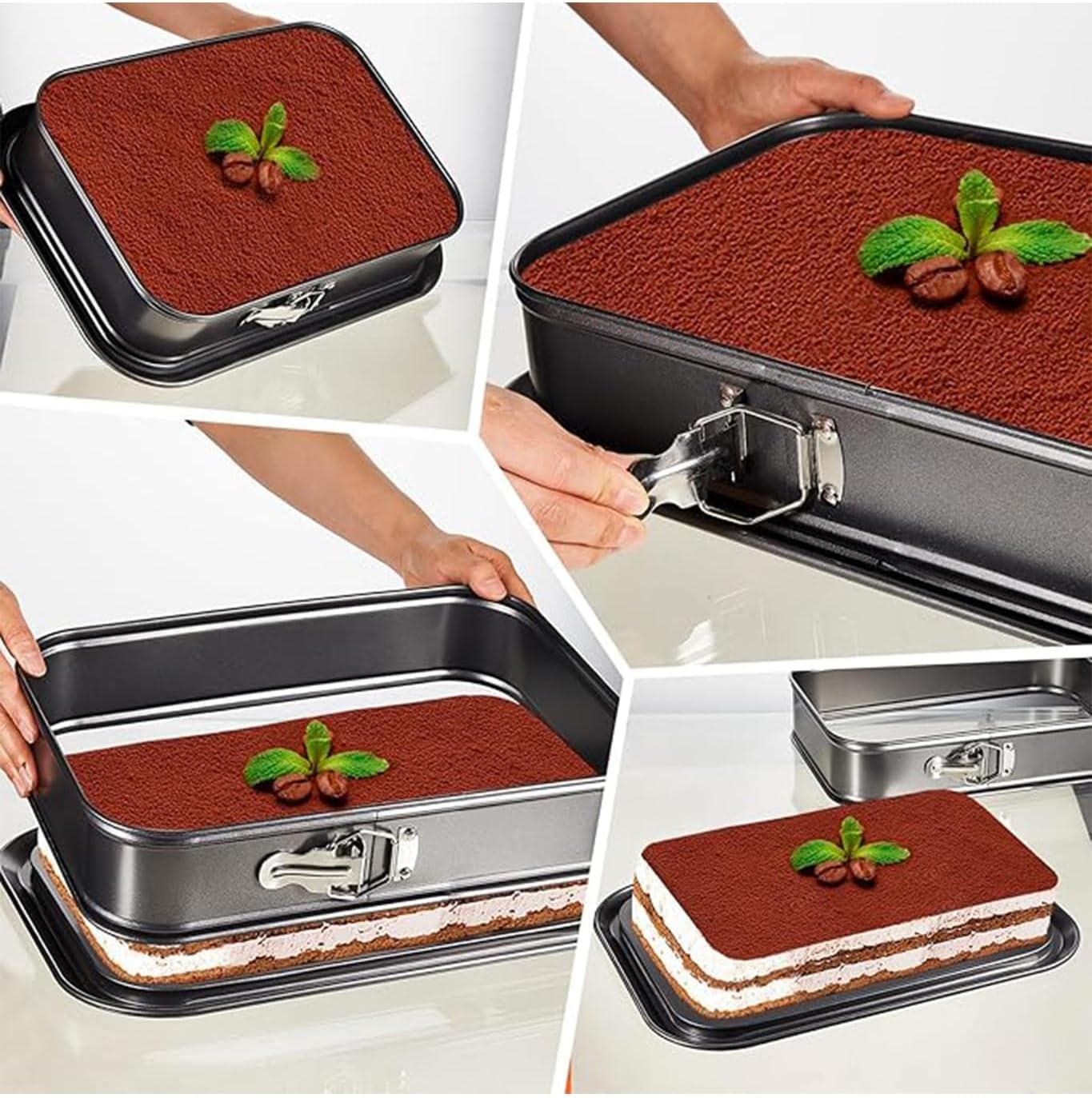 2 Pack Large Springform Cake Pan, Non-Stick Baking Pan Mold with Removable Bottom for Ice Cream Cake Bakeware, Black