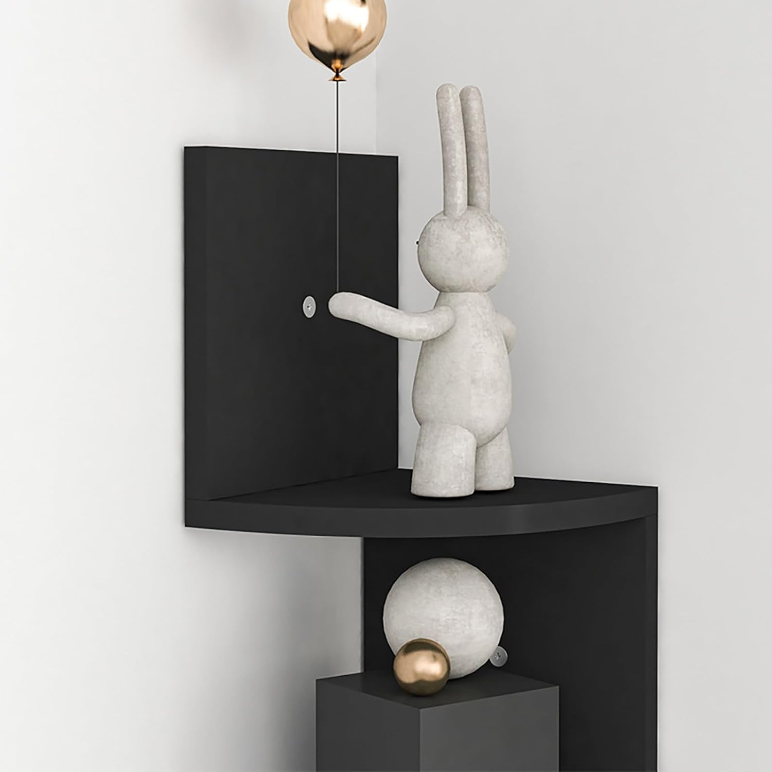 5-Tier Wall Mounted Shelf: 125X20X20Cm Rustic Particleboard Storage - Multi-Room Organizer for Living Room, Bedroom and Home Office (Black) image number 3