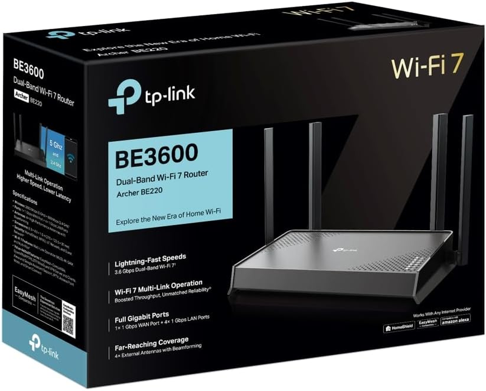 Tp-Link BE3600 Dual-Band Wi-Fi 7 Router, Wireless & Wired, up to 3.6Gbps, Gigabit Ports, MLO, Gaming & Streaming, Easymesh Compatible, Easy Setpup, Homeshield Security, VPN Supports(Archer BE220) image number 4