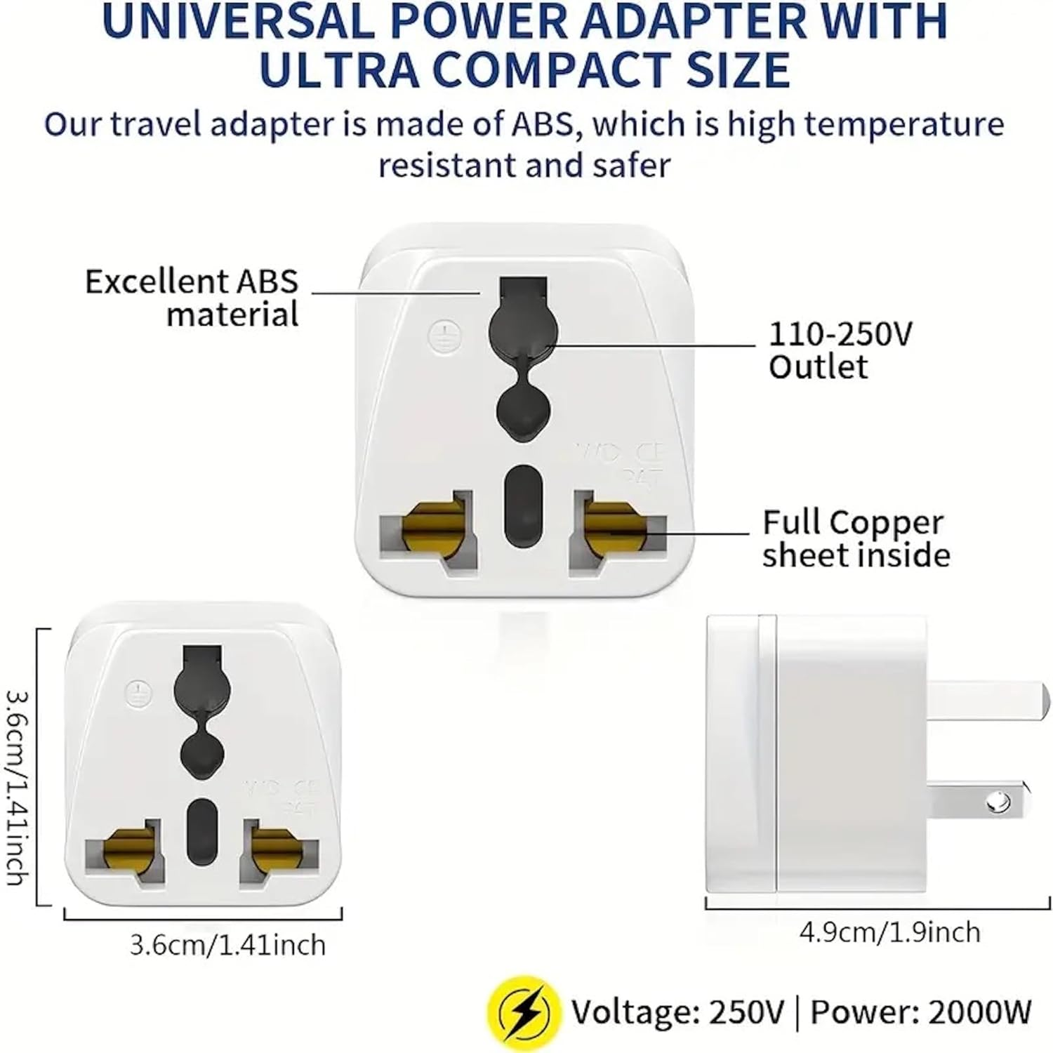 Generic 4-Pack Universal Travel Adapter Set for Australia: US, UK, EU, India to AU image number 3