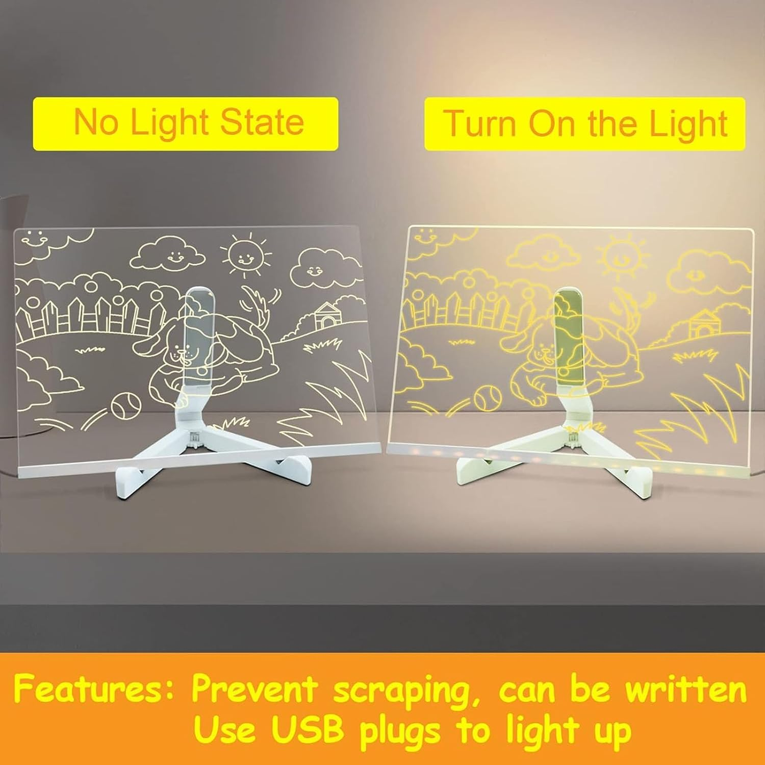 LED Note Board with 7 Colors Pen, Lighted Acrylic Dry Erase Board, 11.8 X 7.9&rdquo; Glowing Acrylic Message Marker Board, LED Illuminated Drawing Board Light up Dry Erase Board for Office School Home image number 6