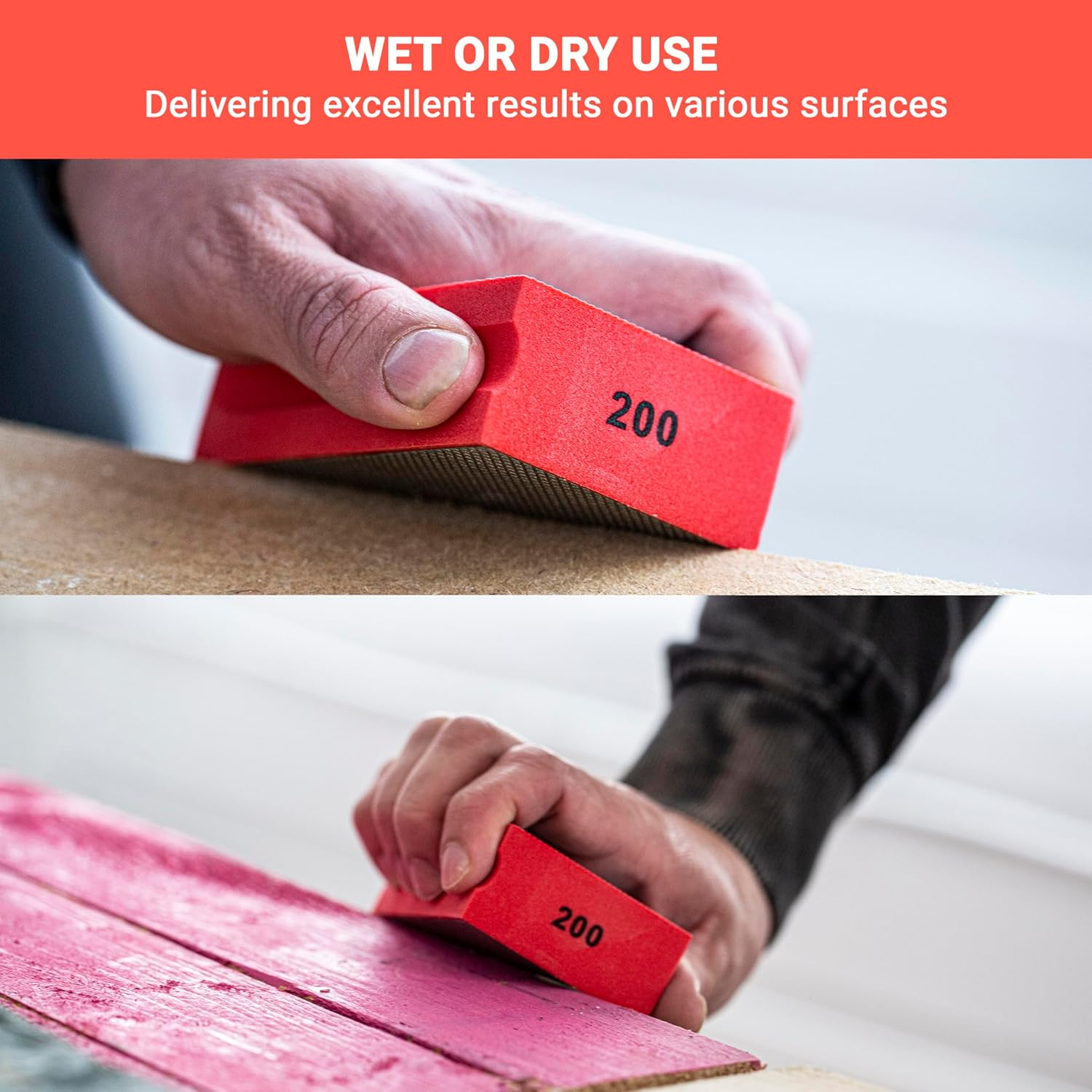 Glass Polish 15102 Diamond Hand Pad Sanding Block for Smoothing, Edging & Polishing 95 X 55Mm - Grit 200