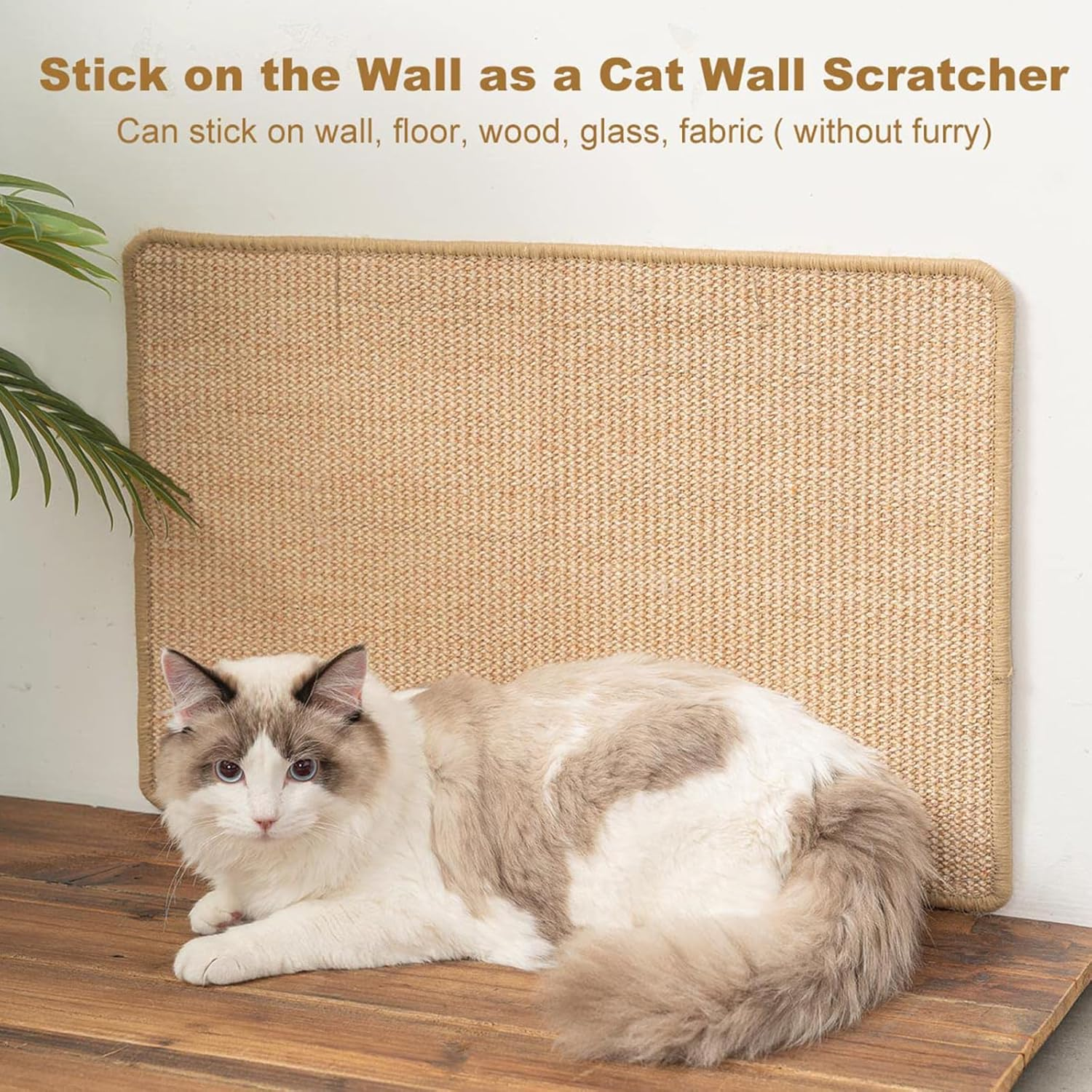 Cat Scratcher Mat, 40 * 60Cm Natural Sisal Cat Scratch Mats, Horizontal Cat Floor Scratching Pad Rug with Sticky Velcro Tapes, Protect Couch and Carpets image number 5