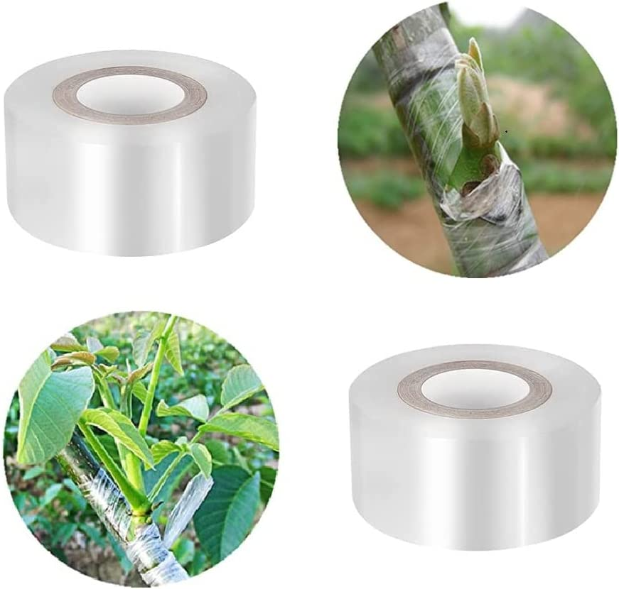 Grafting Tape - 2 Pack Bio-Degradable Moisture Barrier, Stretchable Clear Floristry Film for Fruit Tree Plant image number 1