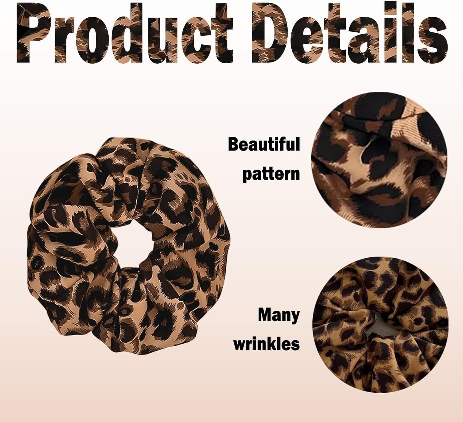 Pack of 2 Brown Leopard Scrunchies, Leopard Print Hair Bobbles for Women, Large Leo Elastic Hair Band, Scrunchies without Hair Breakage, Fabric Hair Bobbles for Girls, Thick Hair and Thin Hair image number 3