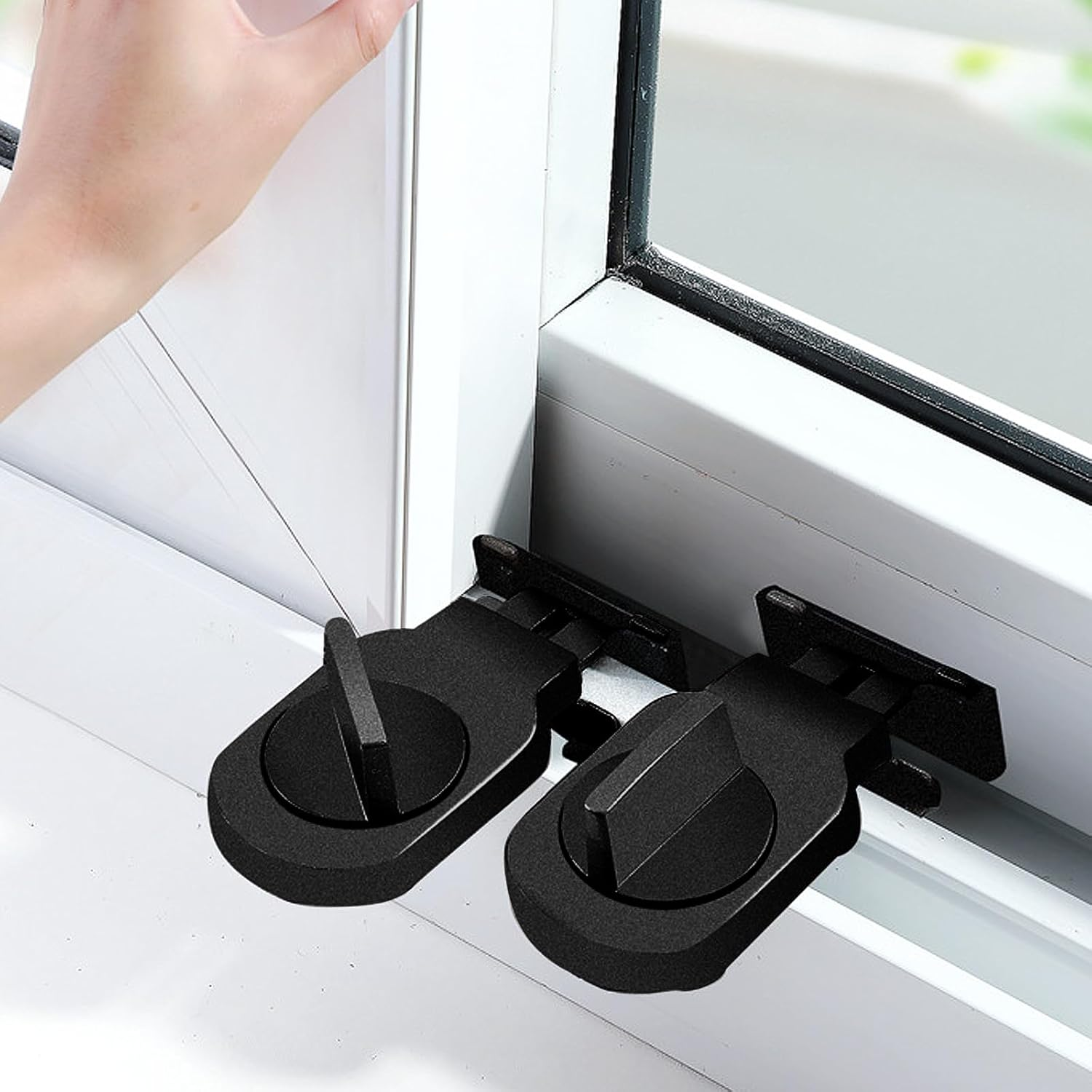 Upgrade 4 Pack Sliding Window Locks for Horizontal Sliding Windows Security Lock Adjustable Window Track Rail Stoppers for Child Safety and Travel image number 5