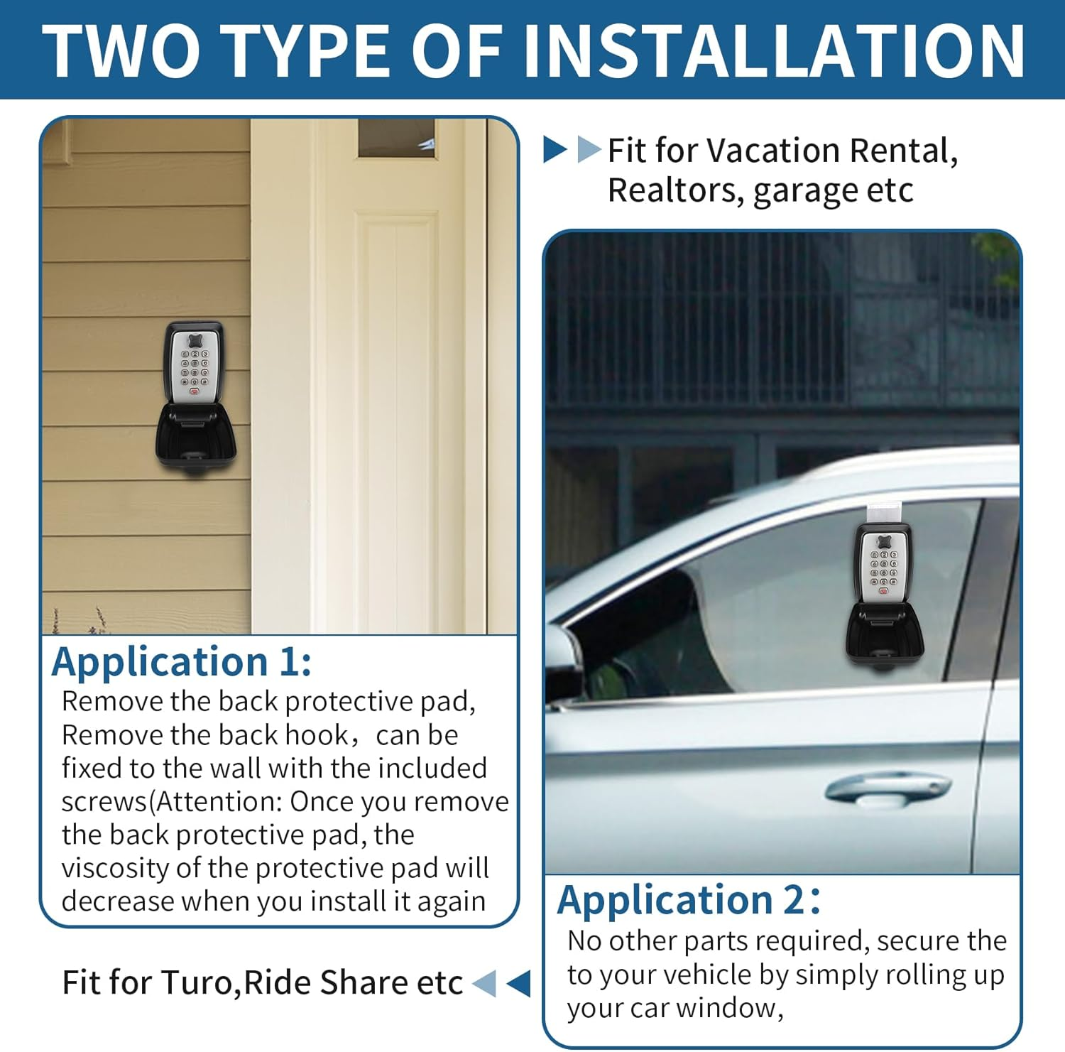 2024 Upgrade SL-591 Car Window Lock Box, Car Key Lock Box, Car Lock Box, Car Window Punch Button Lock Box, Vehicle Window Lock Box, Lock Boxes for Car Fit for Ride Share, Turo, Getaround image number 6