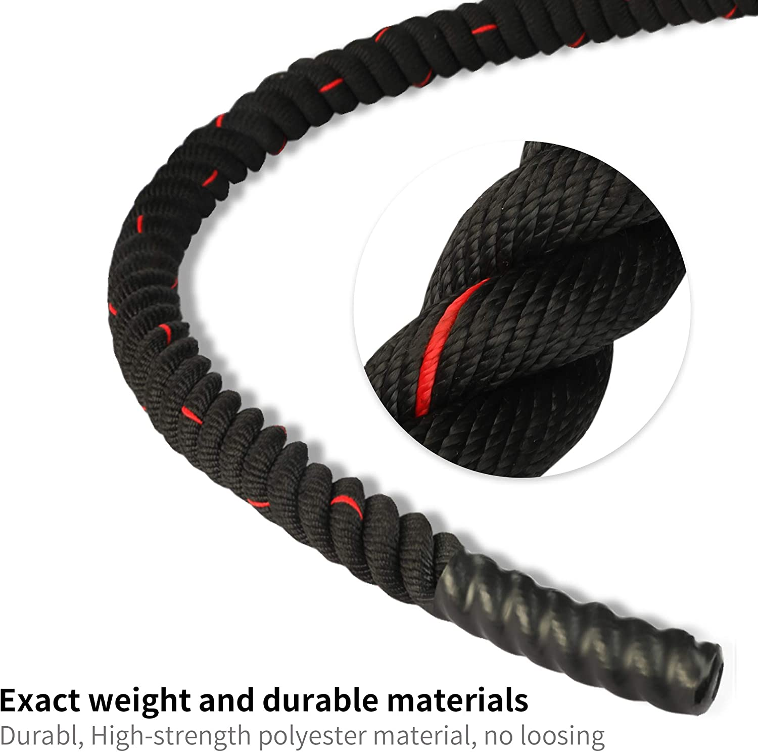 PROIRON 9M /12M Battle Ropes, Battling Rope for Fitness Training Gym, Heavy Exercise Ropes 38Mm, Undulation Rope for Strength Workout image number 3
