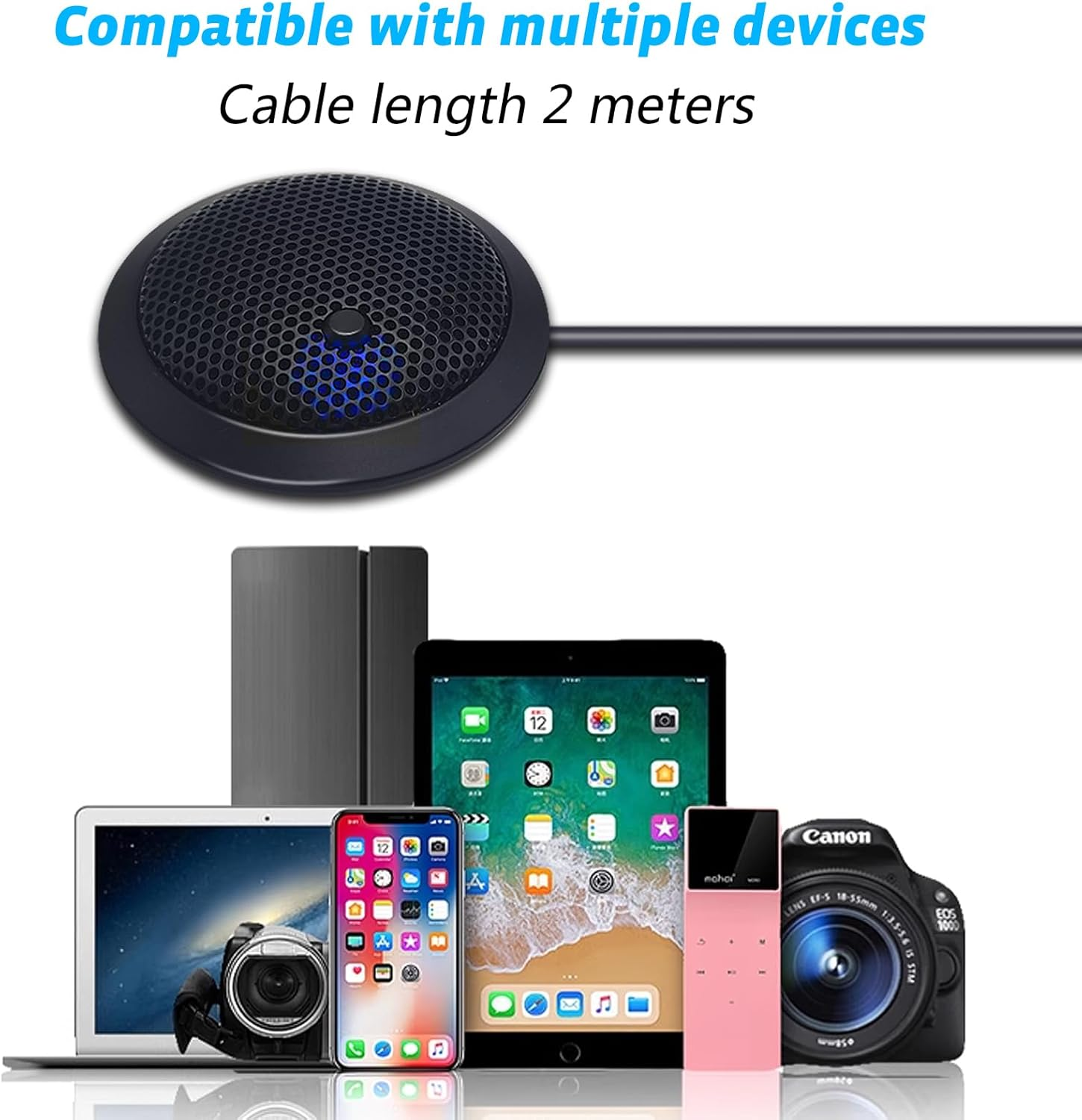 Fyvadio USB Microphone,Desktop Computer Mic, USB Conference Microphone with Mute Key, Plug & Play 360&deg;Omnidirectional Condenser PC Laptop Mics,For Online Calls/Class/Recording Video (Not a Speaker) image number 1